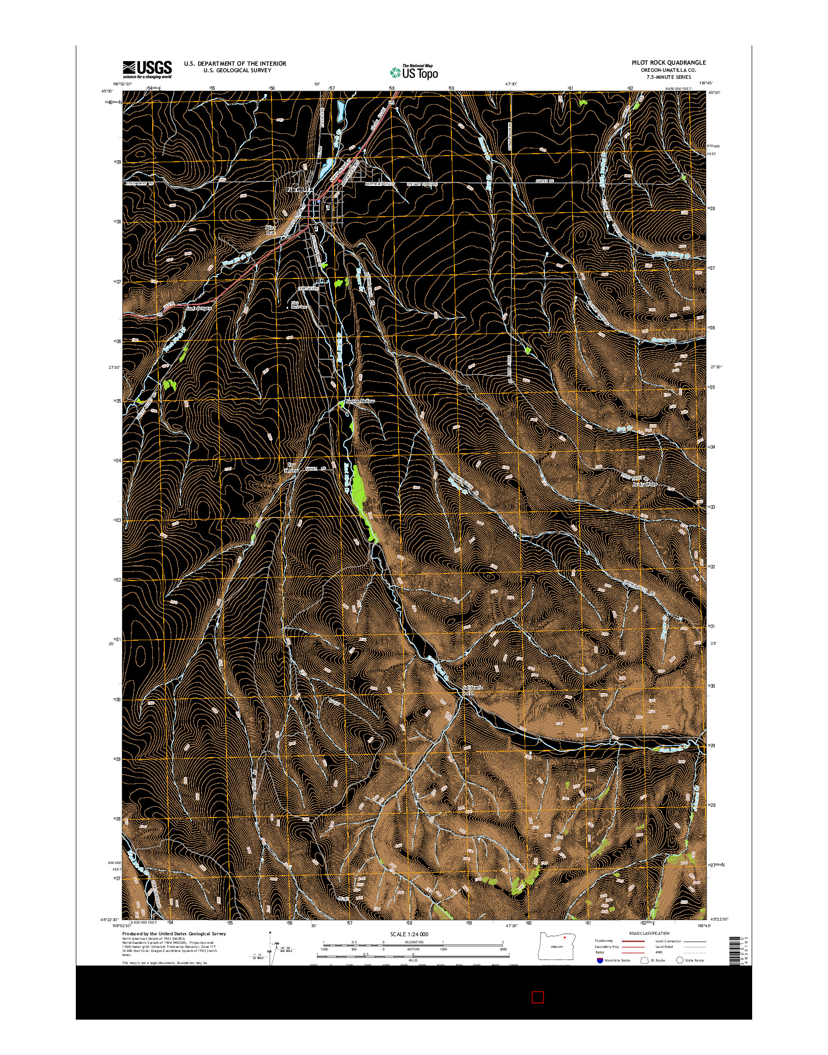 USGS US TOPO 7.5-MINUTE MAP FOR PILOT ROCK, OR 2014
