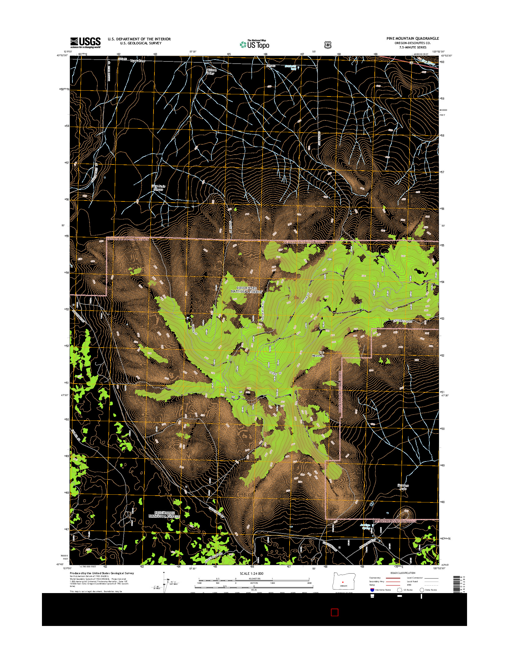 USGS US TOPO 7.5-MINUTE MAP FOR PINE MOUNTAIN, OR 2014