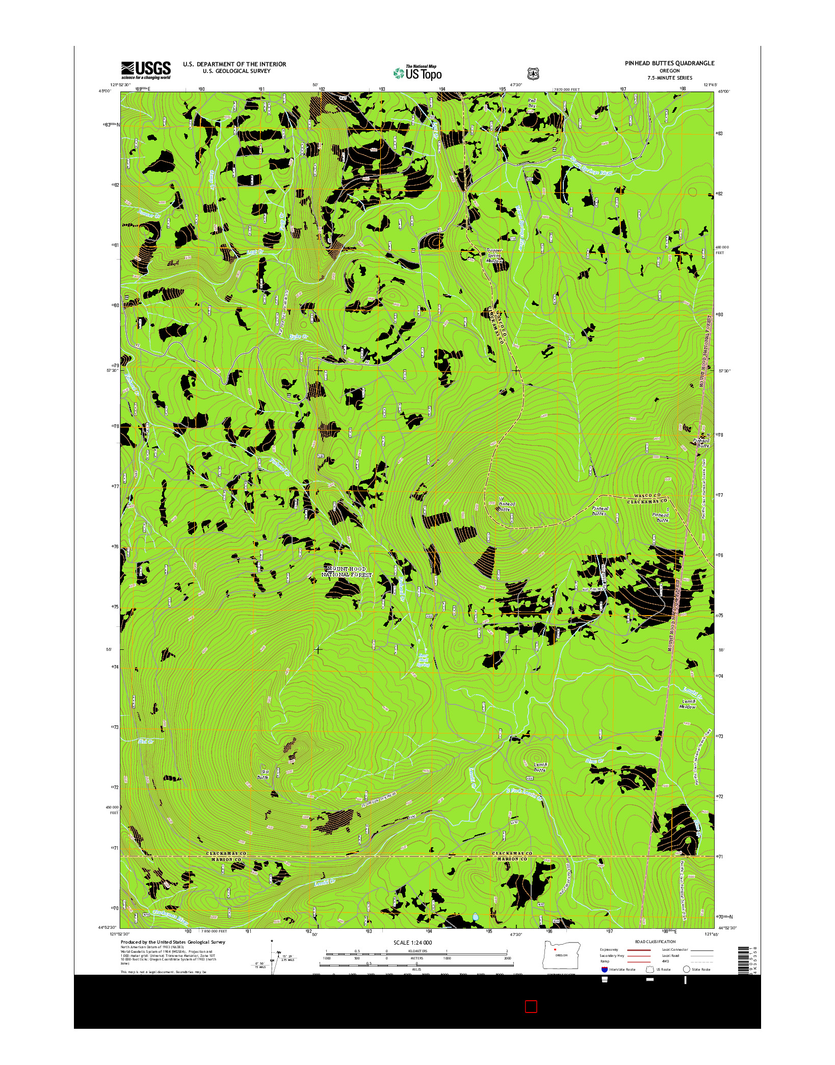 USGS US TOPO 7.5-MINUTE MAP FOR PINHEAD BUTTES, OR 2014