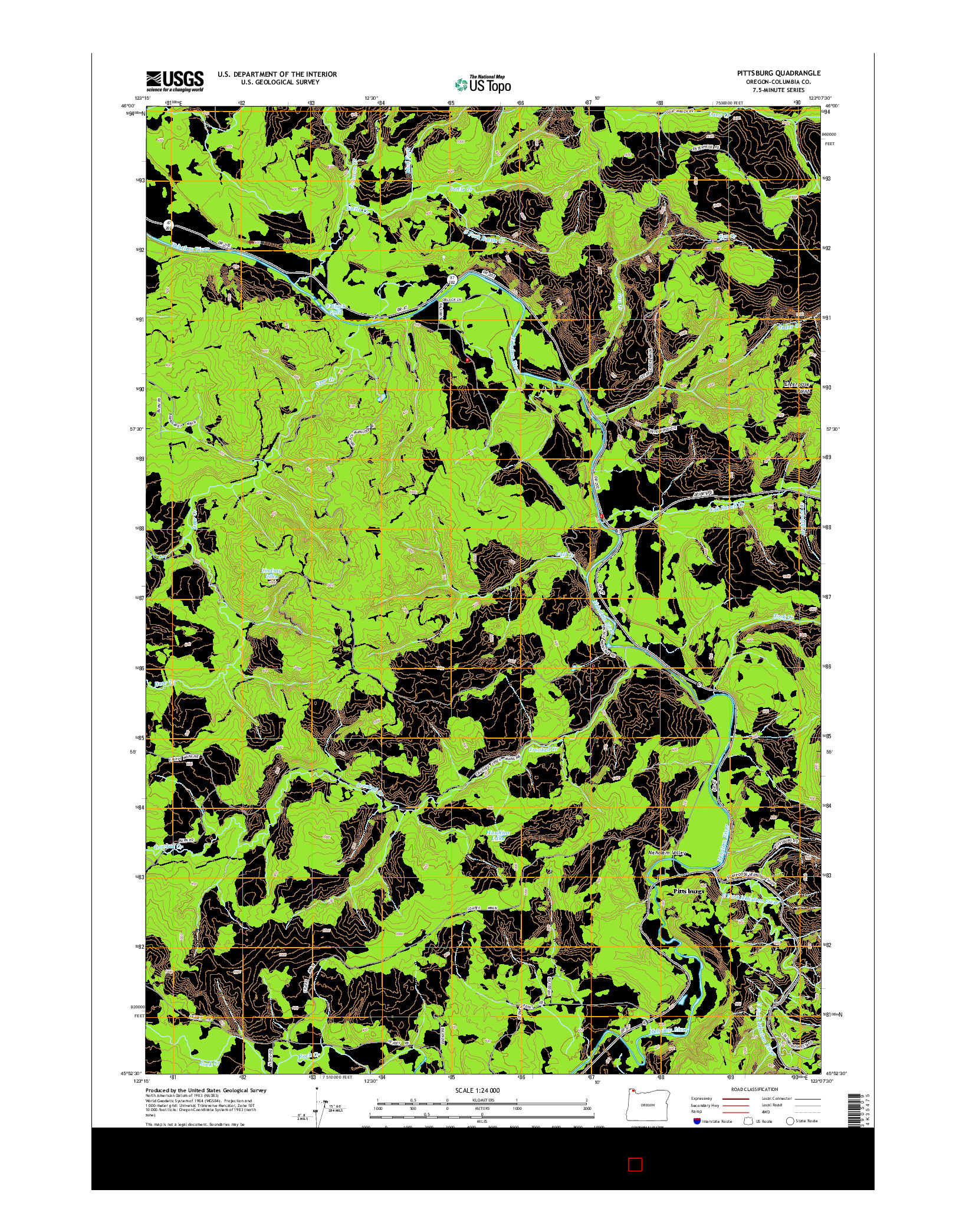 USGS US TOPO 7.5-MINUTE MAP FOR PITTSBURG, OR 2014