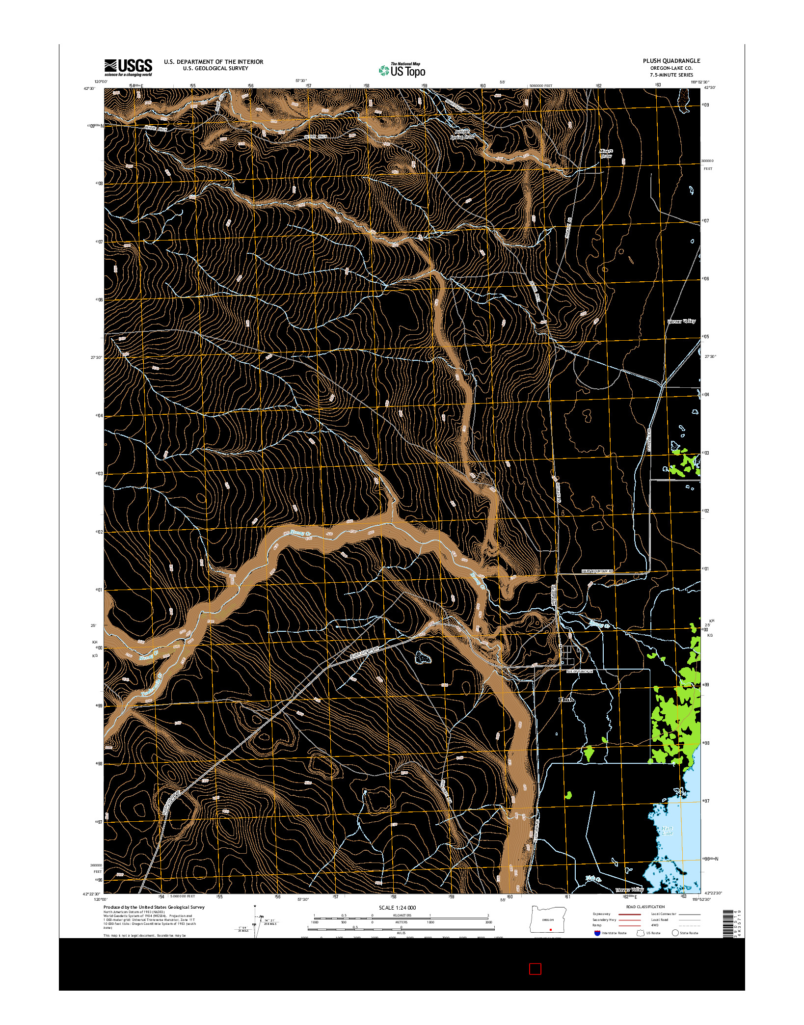 USGS US TOPO 7.5-MINUTE MAP FOR PLUSH, OR 2014