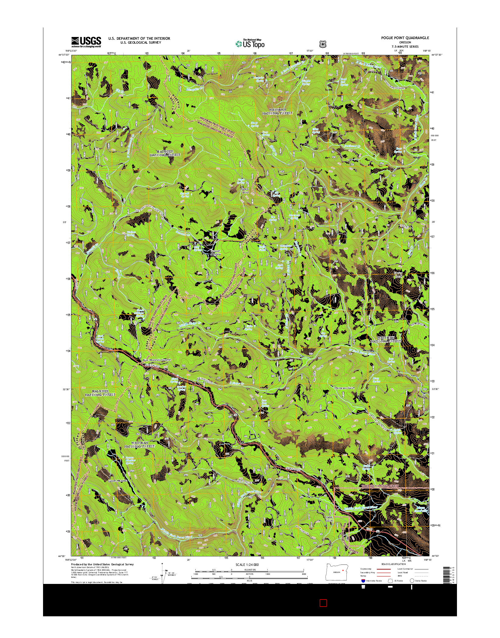 USGS US TOPO 7.5-MINUTE MAP FOR POGUE POINT, OR 2014