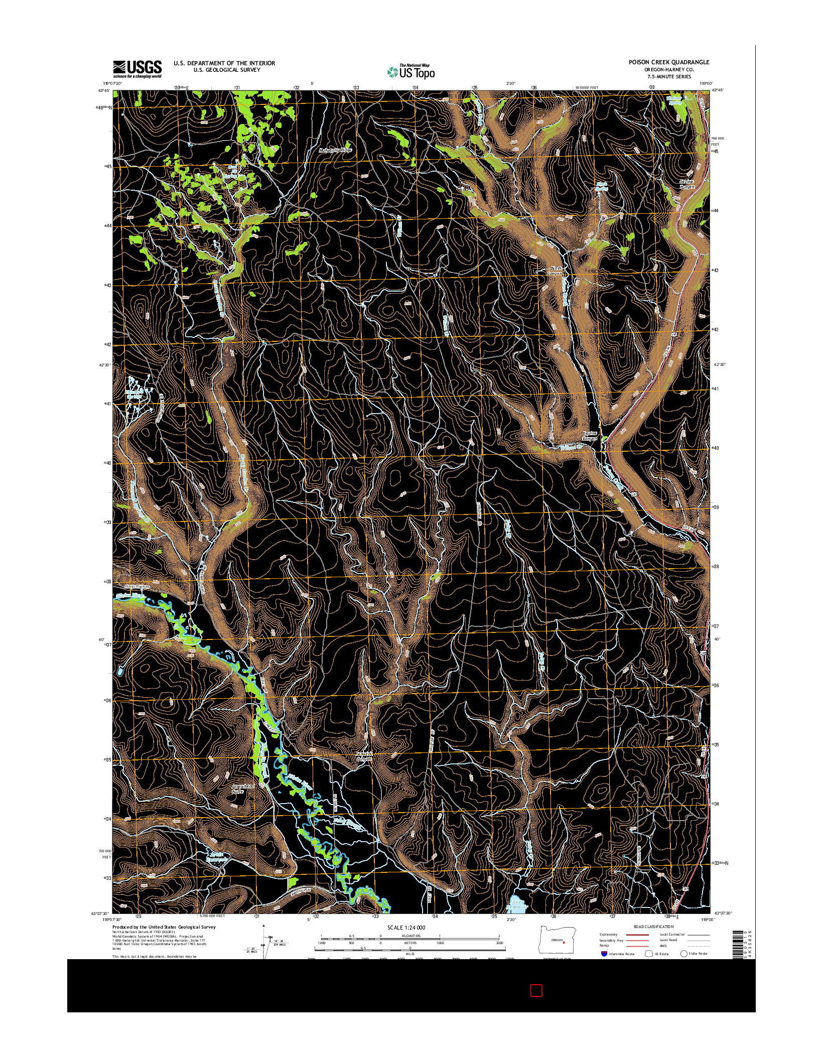 USGS US TOPO 7.5-MINUTE MAP FOR POISON CREEK, OR 2014