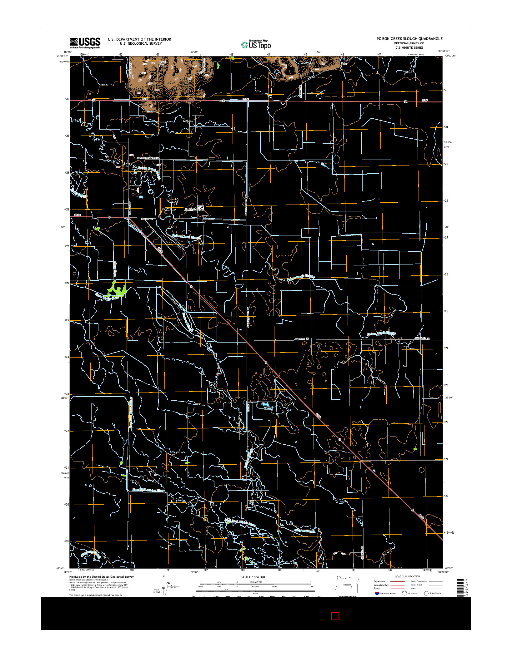 USGS US TOPO 7.5-MINUTE MAP FOR POISON CREEK SLOUGH, OR 2014