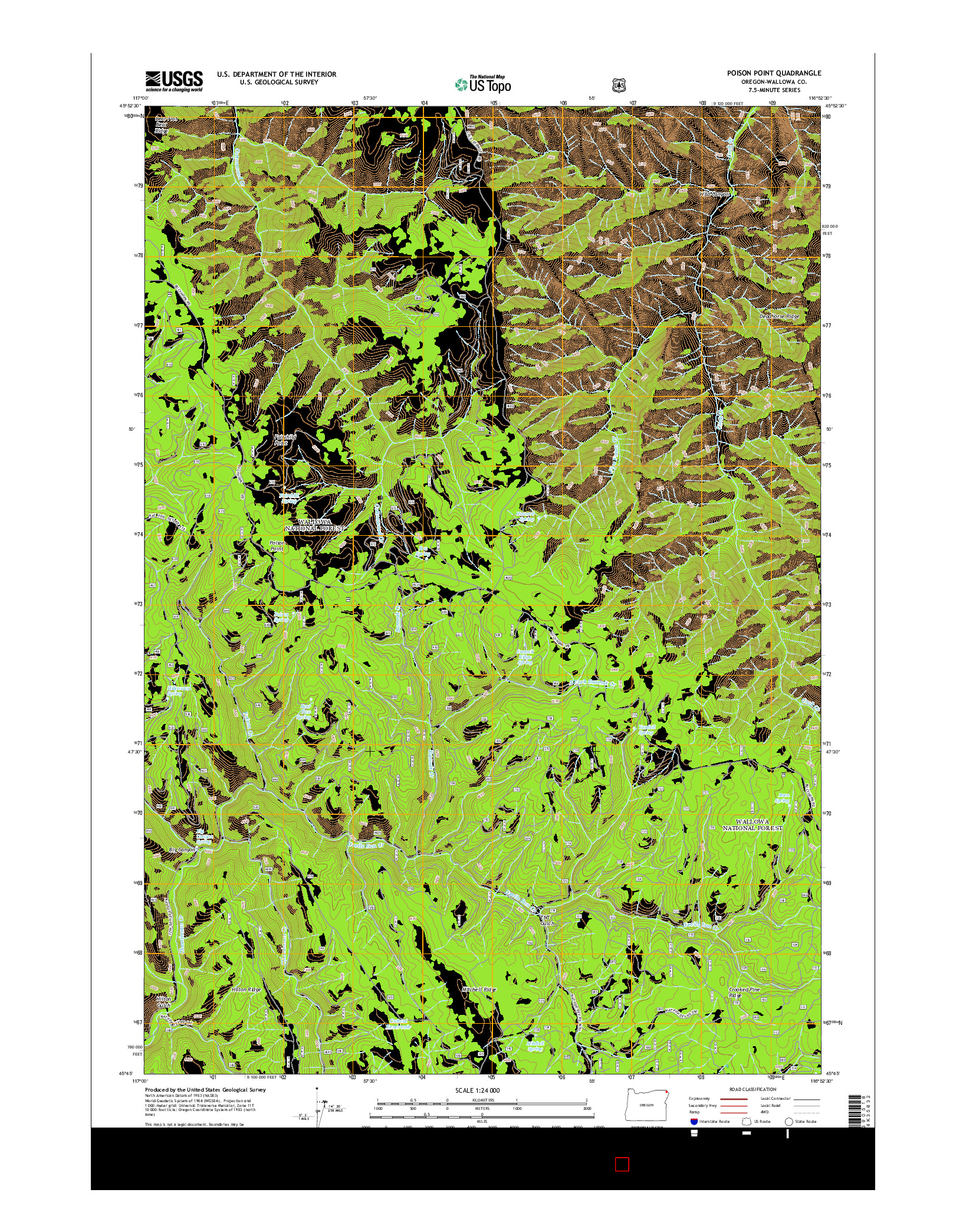 USGS US TOPO 7.5-MINUTE MAP FOR POISON POINT, OR 2014