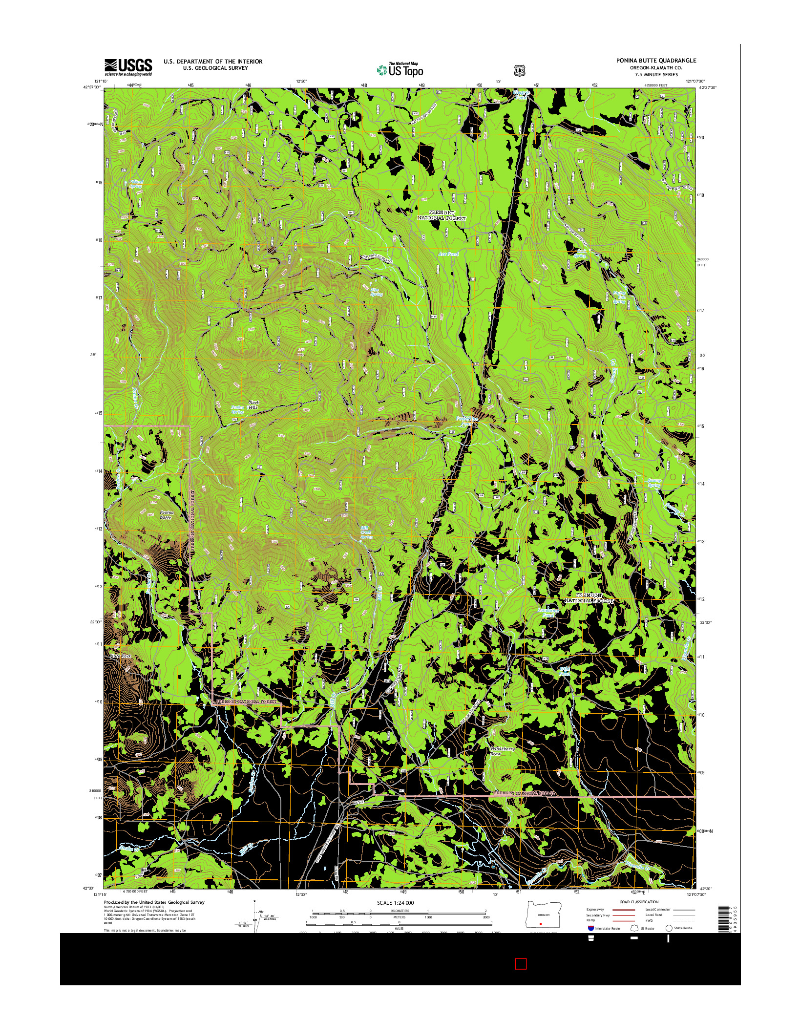 USGS US TOPO 7.5-MINUTE MAP FOR PONINA BUTTE, OR 2014