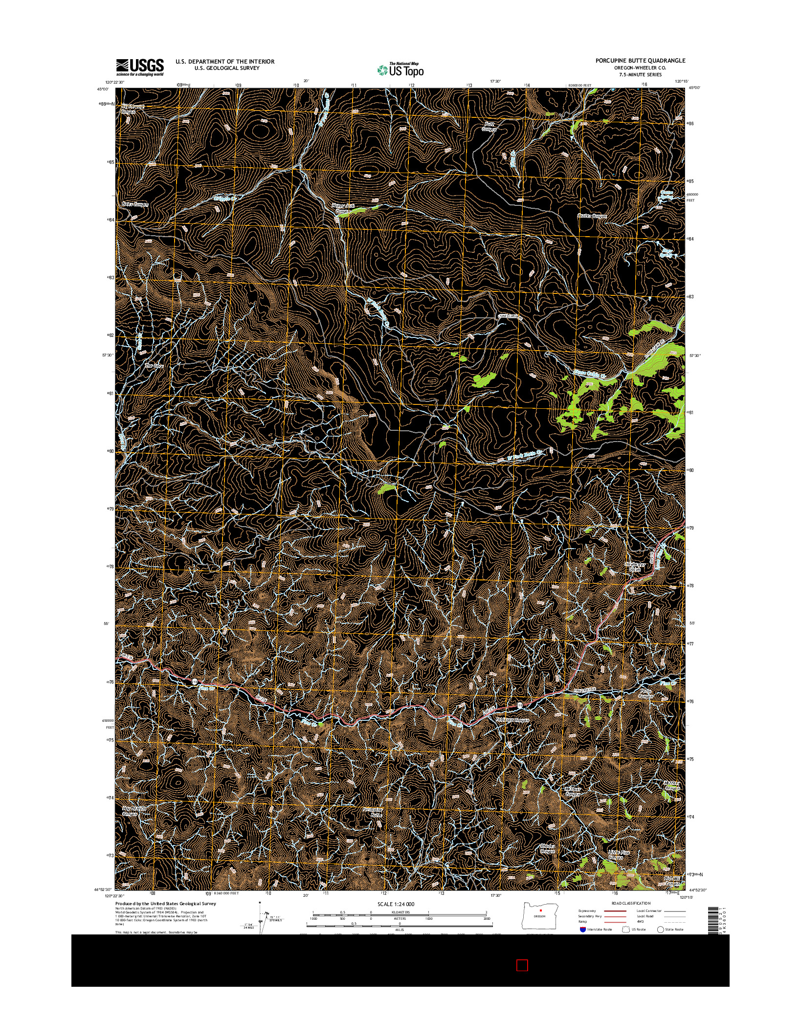 USGS US TOPO 7.5-MINUTE MAP FOR PORCUPINE BUTTE, OR 2014