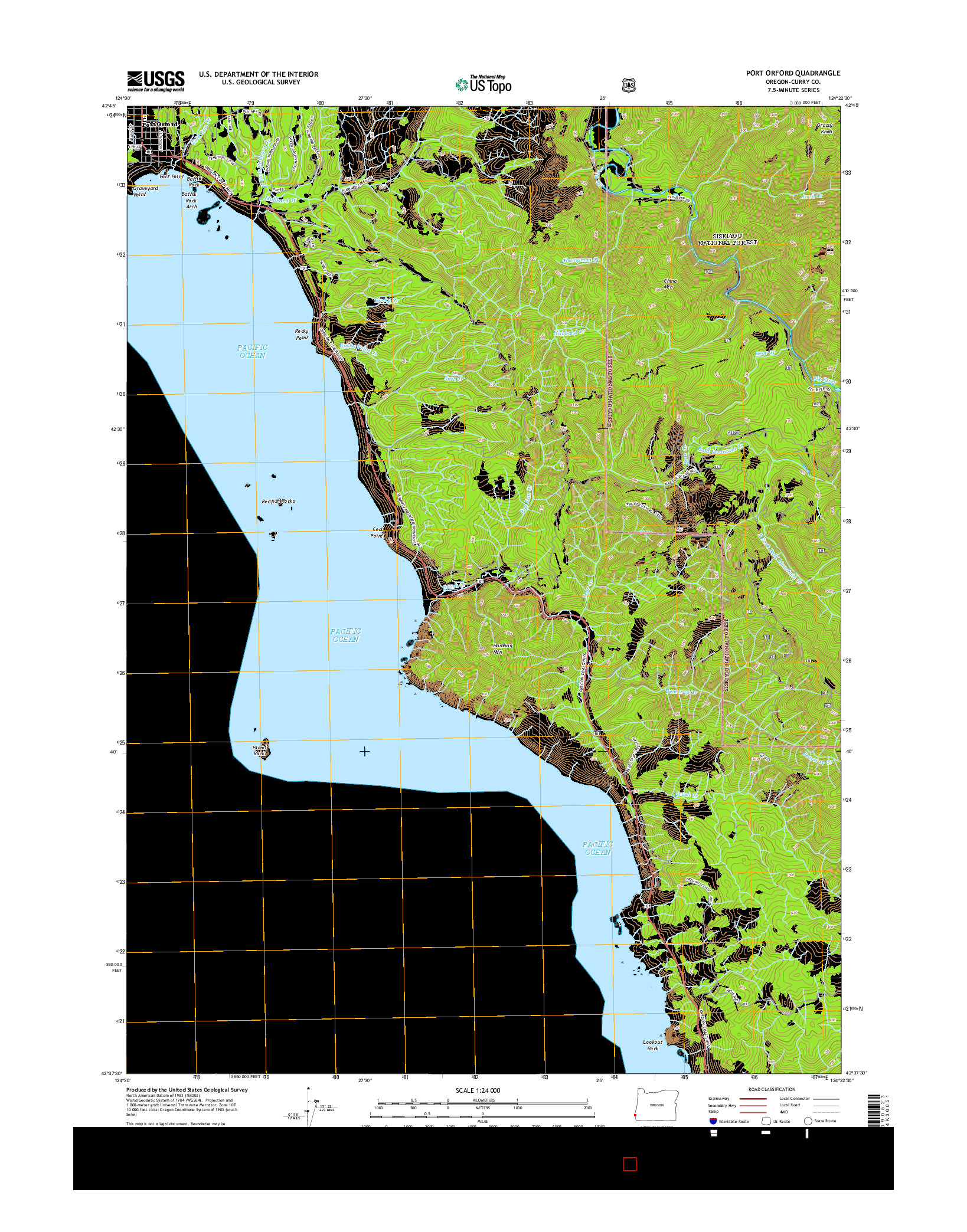 USGS US TOPO 7.5-MINUTE MAP FOR PORT ORFORD, OR 2014