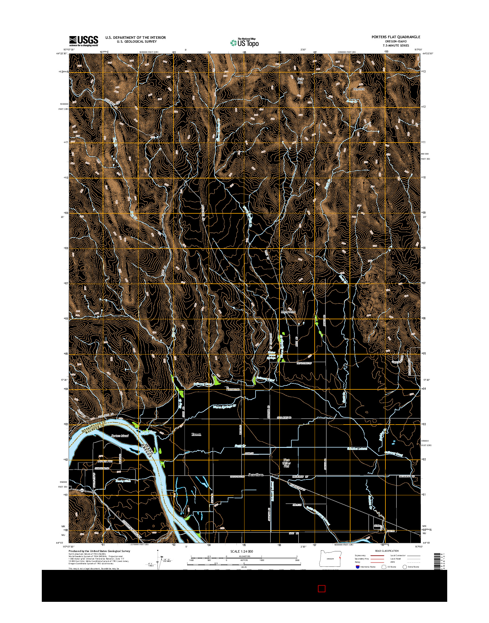 USGS US TOPO 7.5-MINUTE MAP FOR PORTERS FLAT, OR-ID 2014
