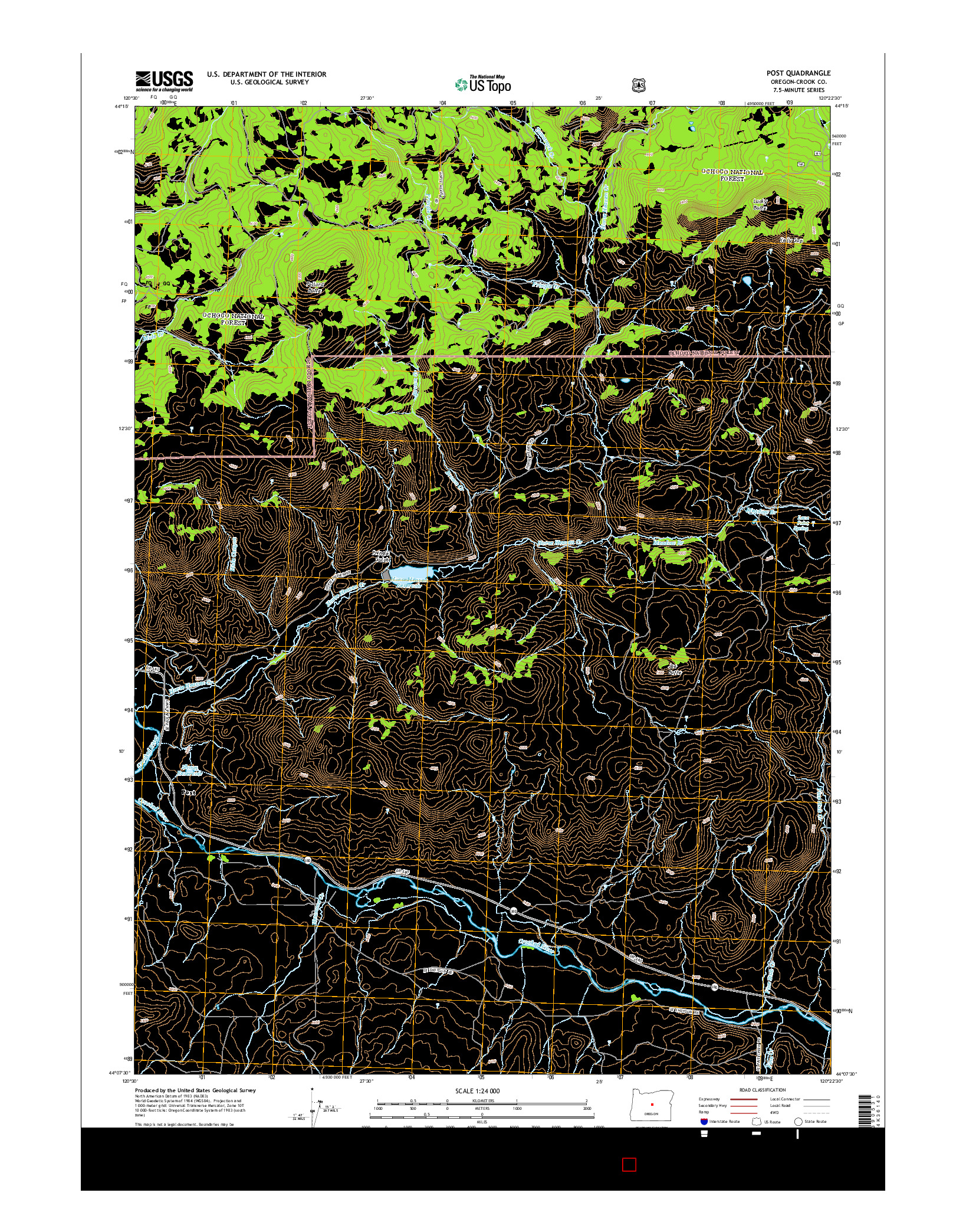 USGS US TOPO 7.5-MINUTE MAP FOR POST, OR 2014