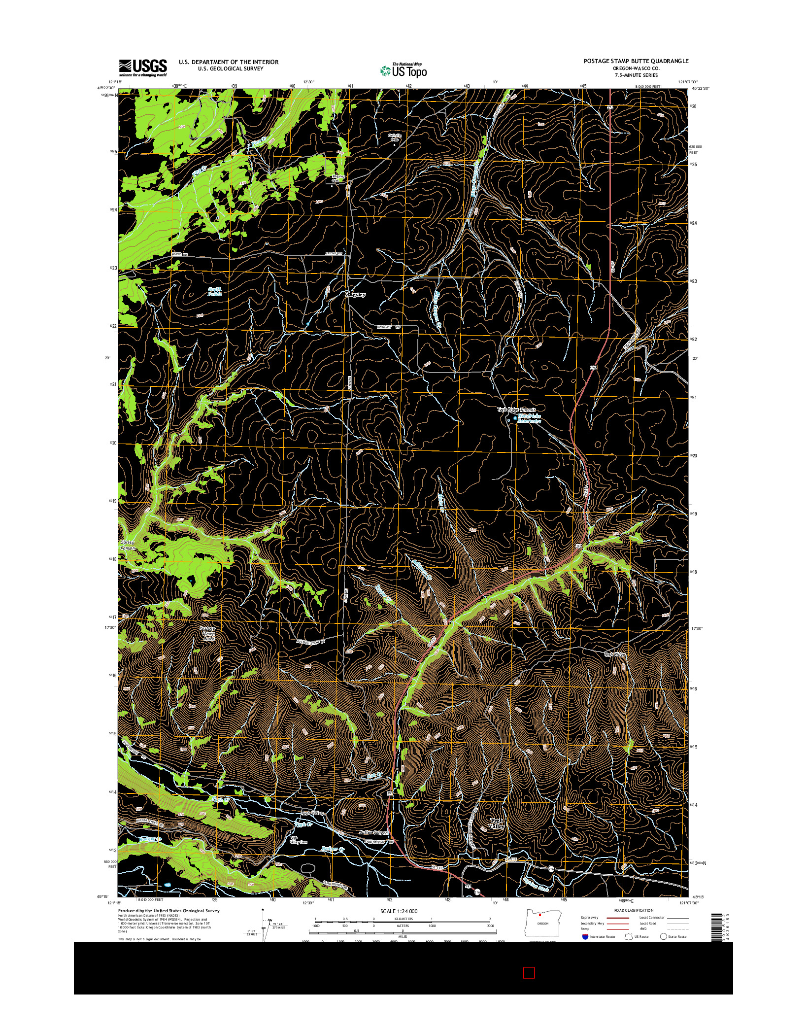 USGS US TOPO 7.5-MINUTE MAP FOR POSTAGE STAMP BUTTE, OR 2014