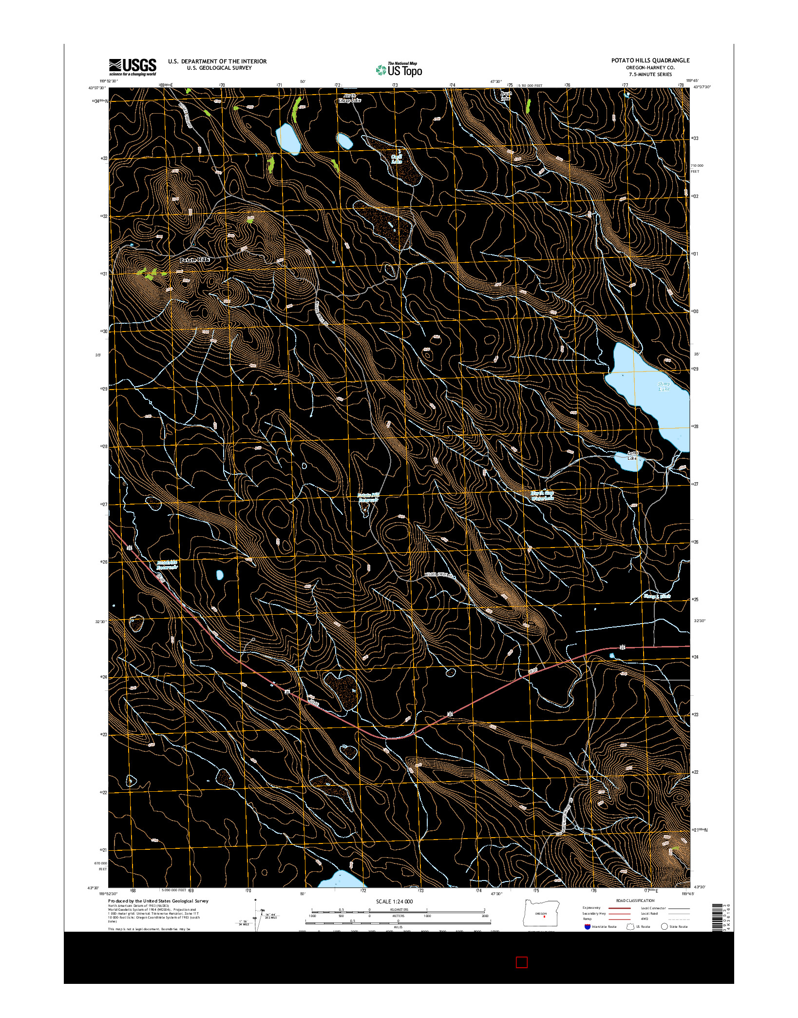 USGS US TOPO 7.5-MINUTE MAP FOR POTATO HILLS, OR 2014
