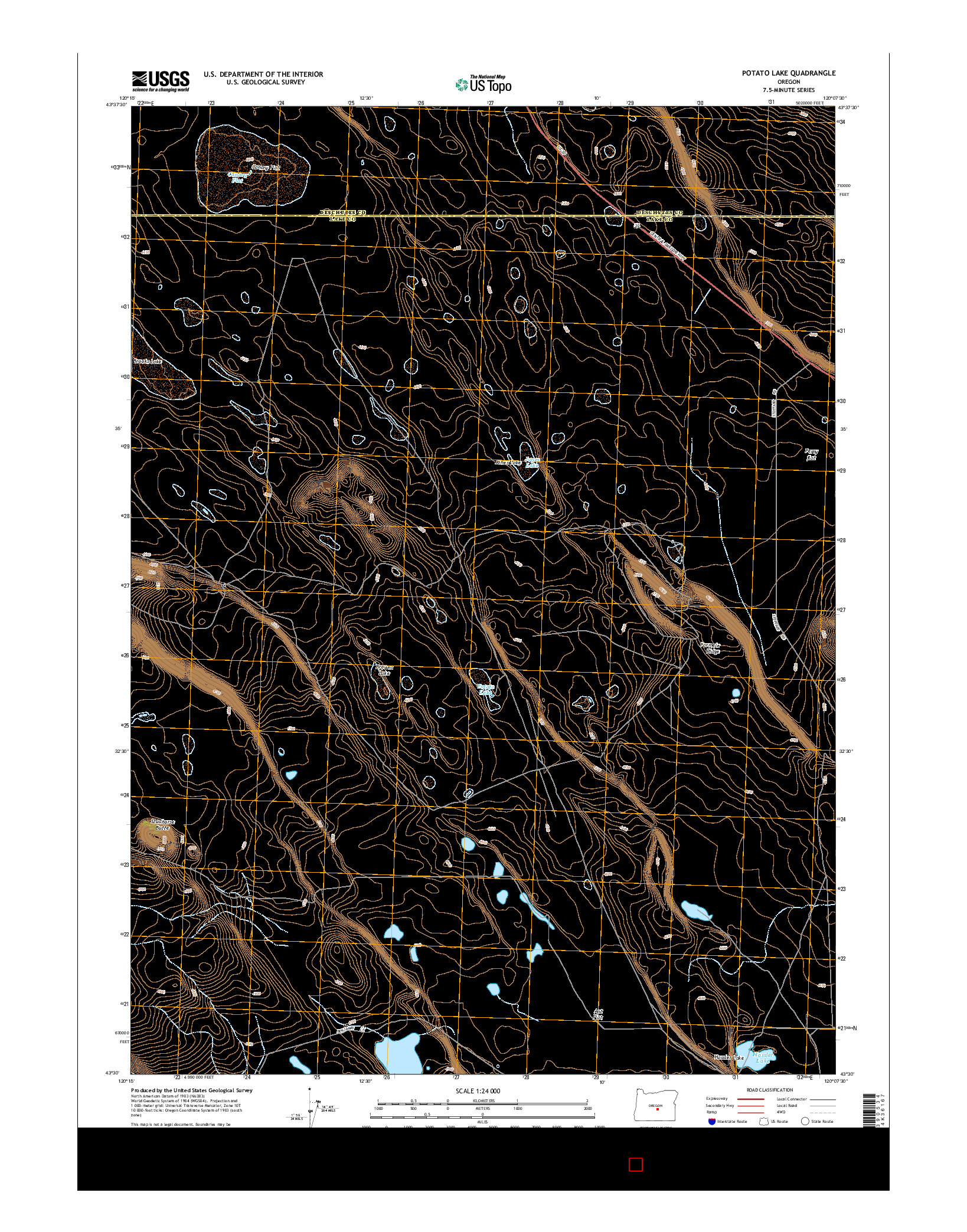 USGS US TOPO 7.5-MINUTE MAP FOR POTATO LAKE, OR 2014
