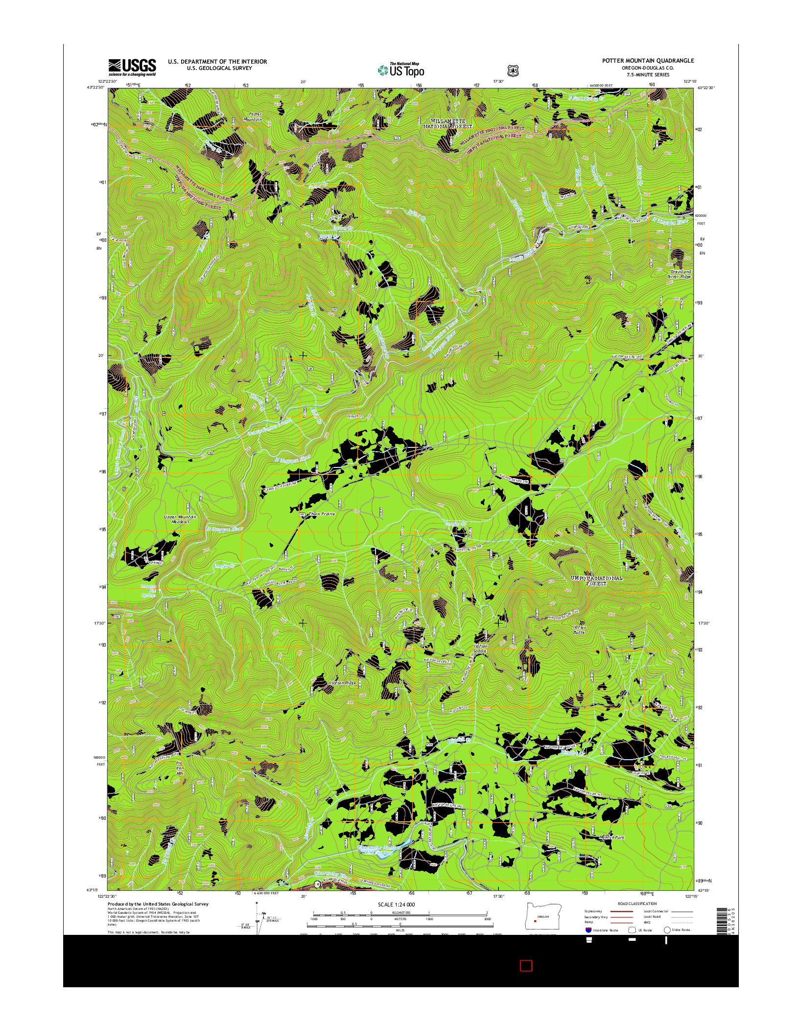 USGS US TOPO 7.5-MINUTE MAP FOR POTTER MOUNTAIN, OR 2014