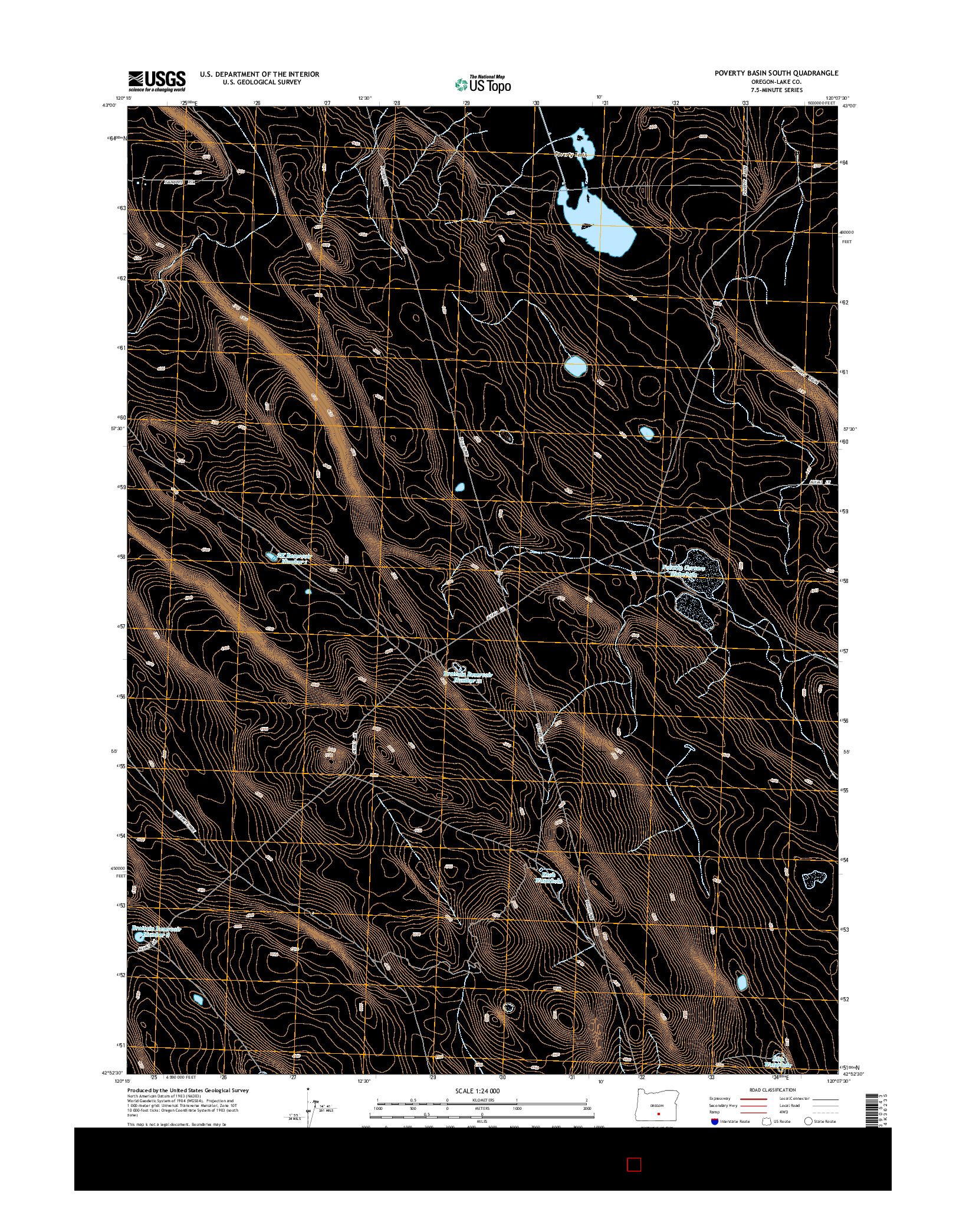 USGS US TOPO 7.5-MINUTE MAP FOR POVERTY BASIN SOUTH, OR 2014