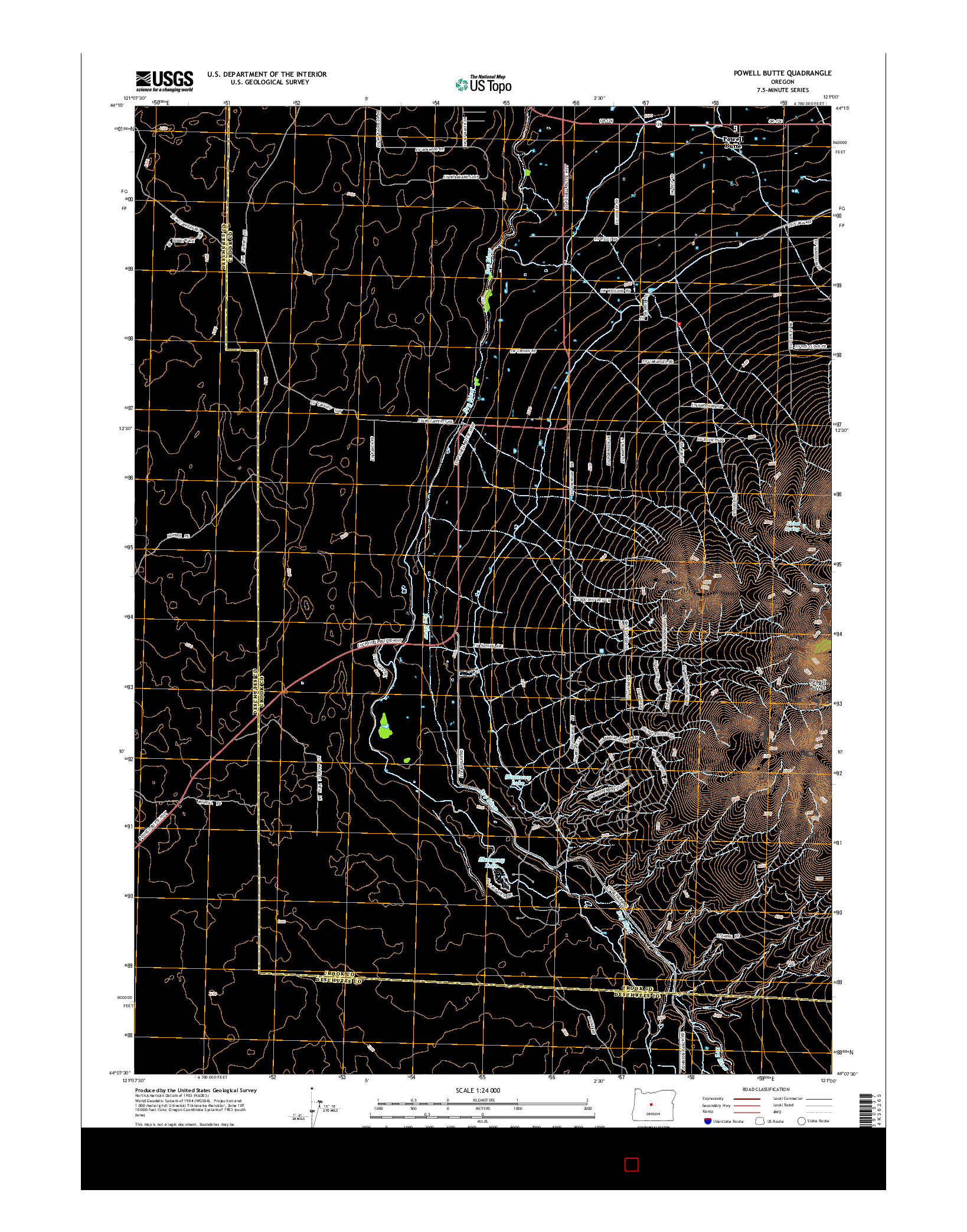 USGS US TOPO 7.5-MINUTE MAP FOR POWELL BUTTE, OR 2014