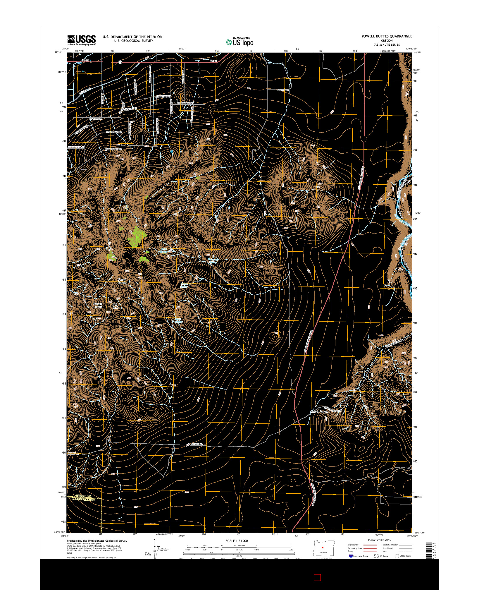 USGS US TOPO 7.5-MINUTE MAP FOR POWELL BUTTES, OR 2014