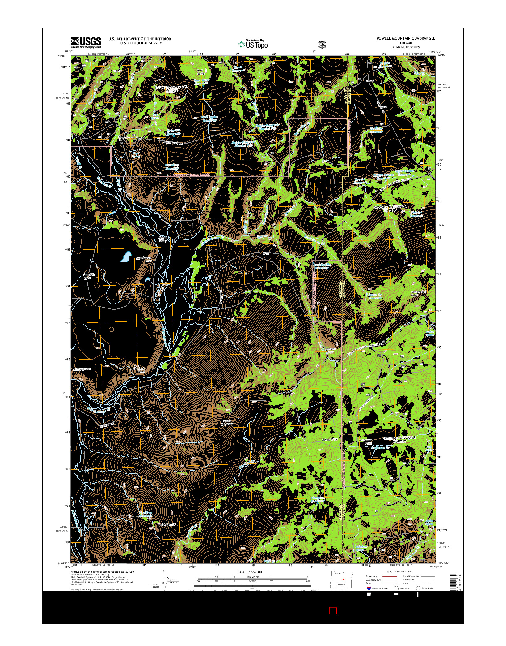 USGS US TOPO 7.5-MINUTE MAP FOR POWELL MOUNTAIN, OR 2014