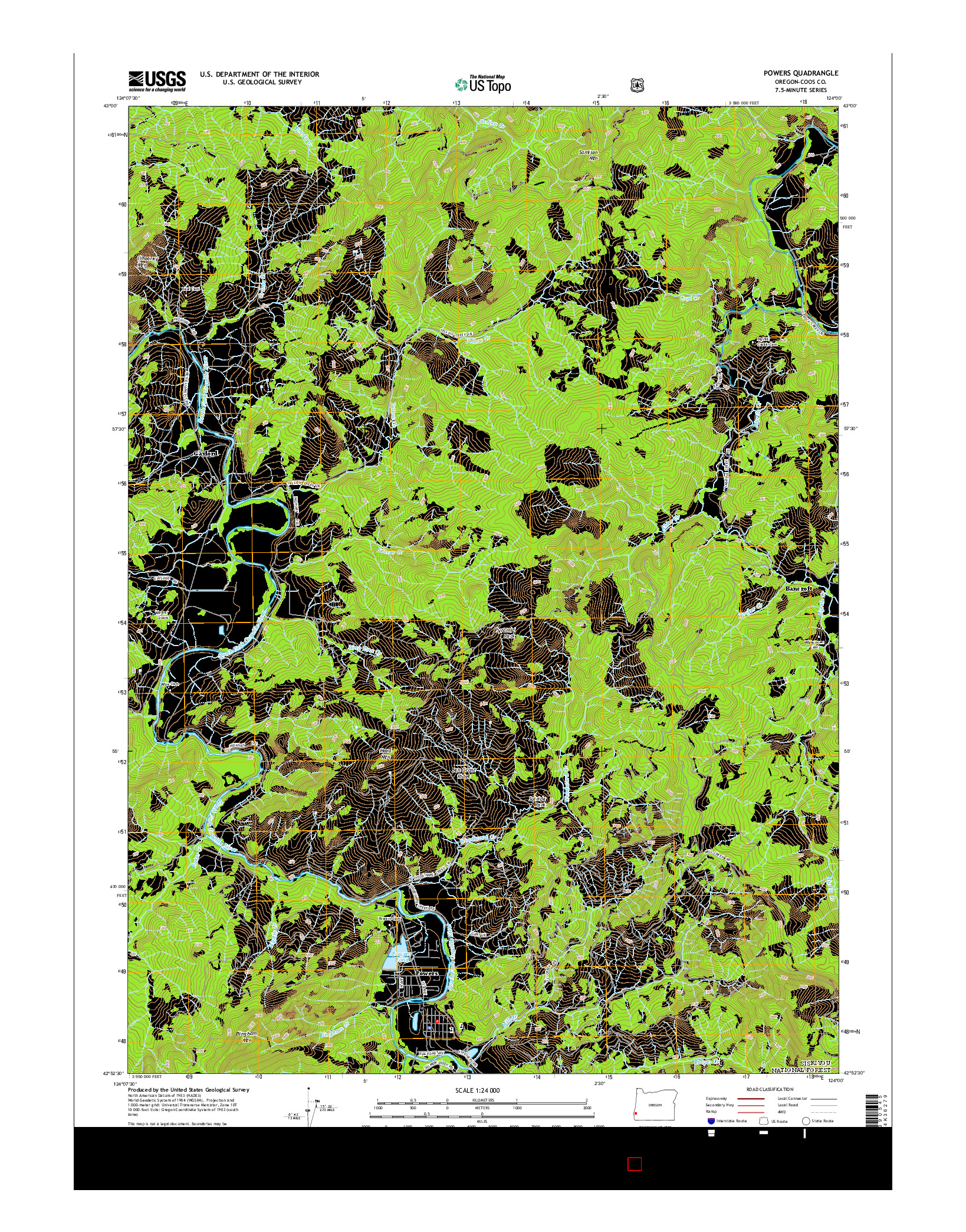 USGS US TOPO 7.5-MINUTE MAP FOR POWERS, OR 2014