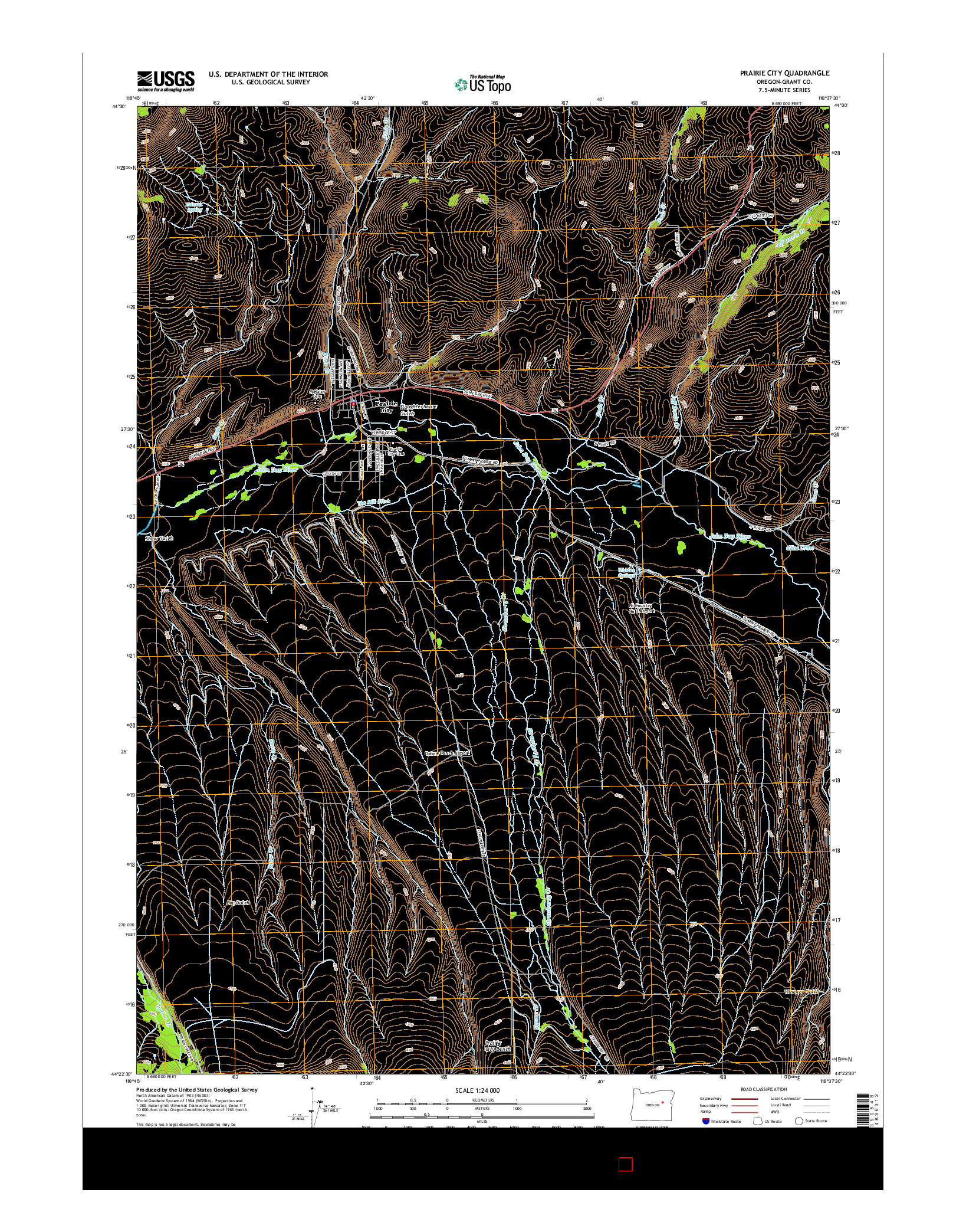 USGS US TOPO 7.5-MINUTE MAP FOR PRAIRIE CITY, OR 2014