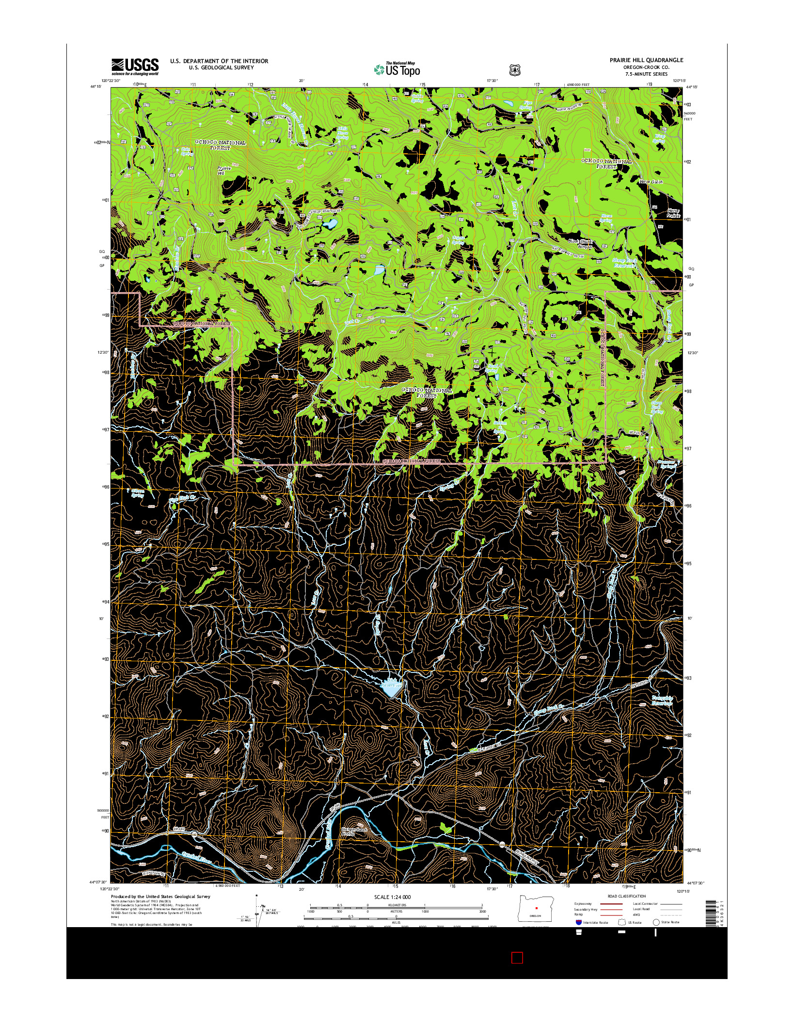 USGS US TOPO 7.5-MINUTE MAP FOR PRAIRIE HILL, OR 2014