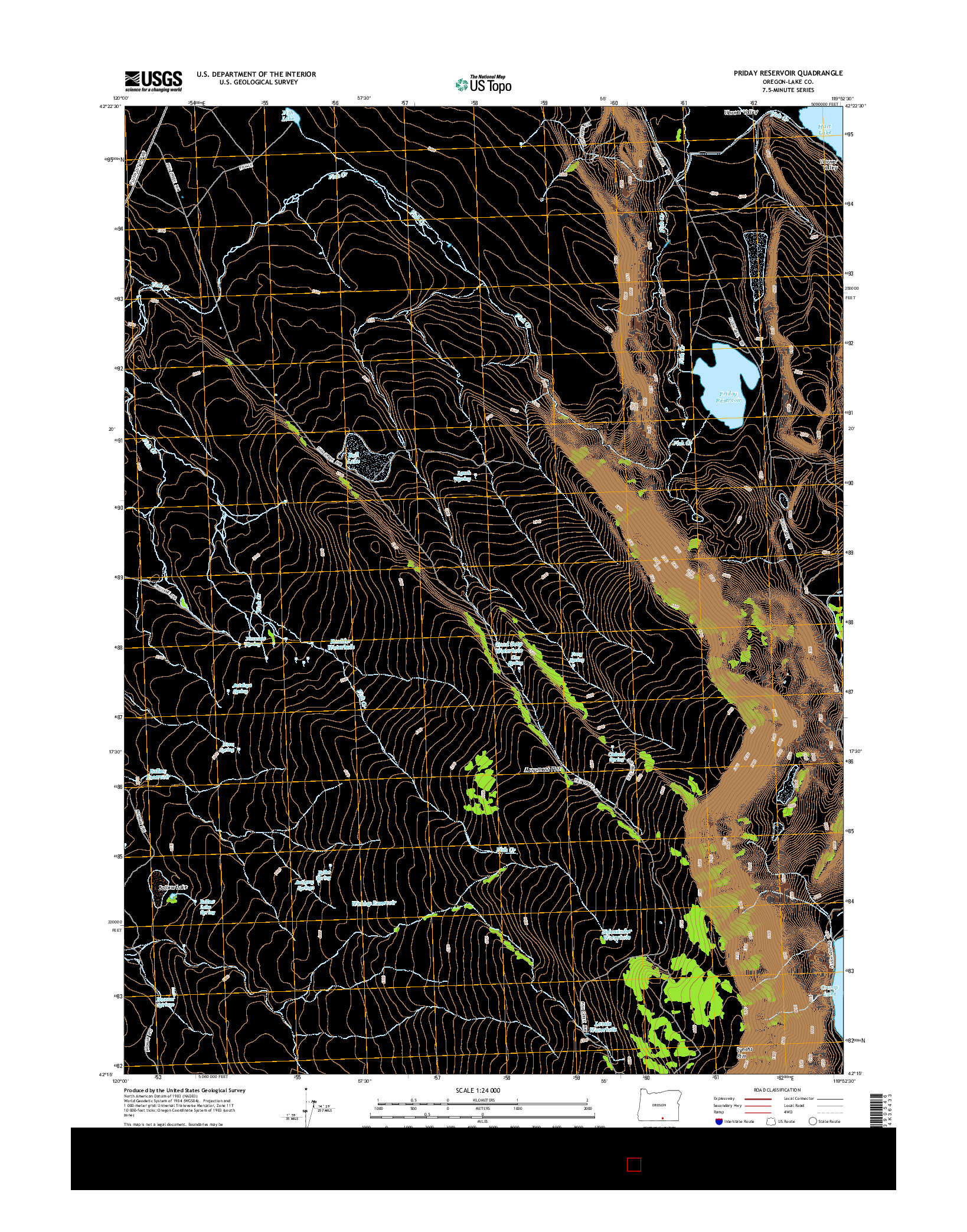 USGS US TOPO 7.5-MINUTE MAP FOR PRIDAY RESERVOIR, OR 2014