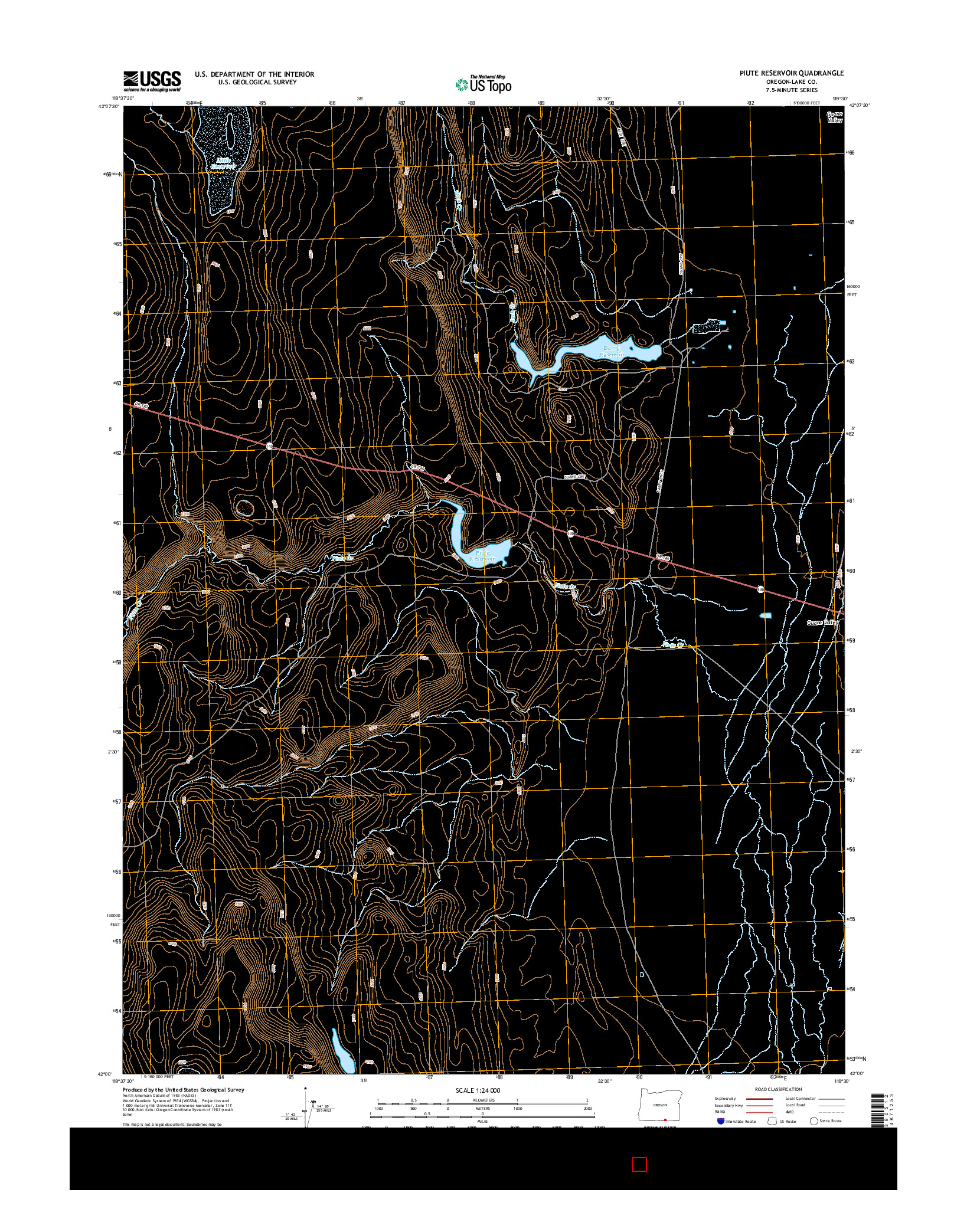 USGS US TOPO 7.5-MINUTE MAP FOR PIUTE RESERVOIR, OR 2014
