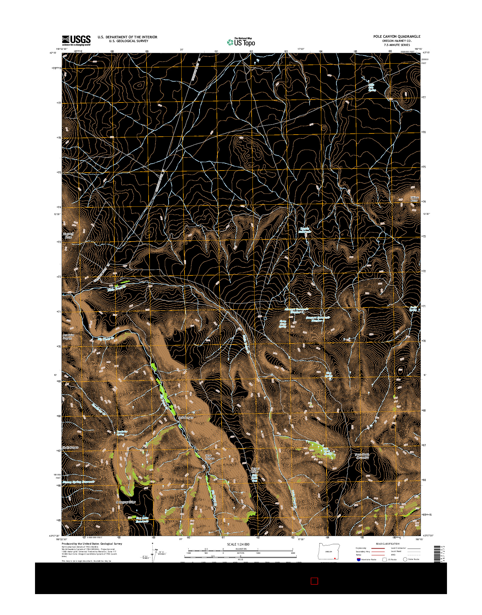 USGS US TOPO 7.5-MINUTE MAP FOR POLE CANYON, OR 2014