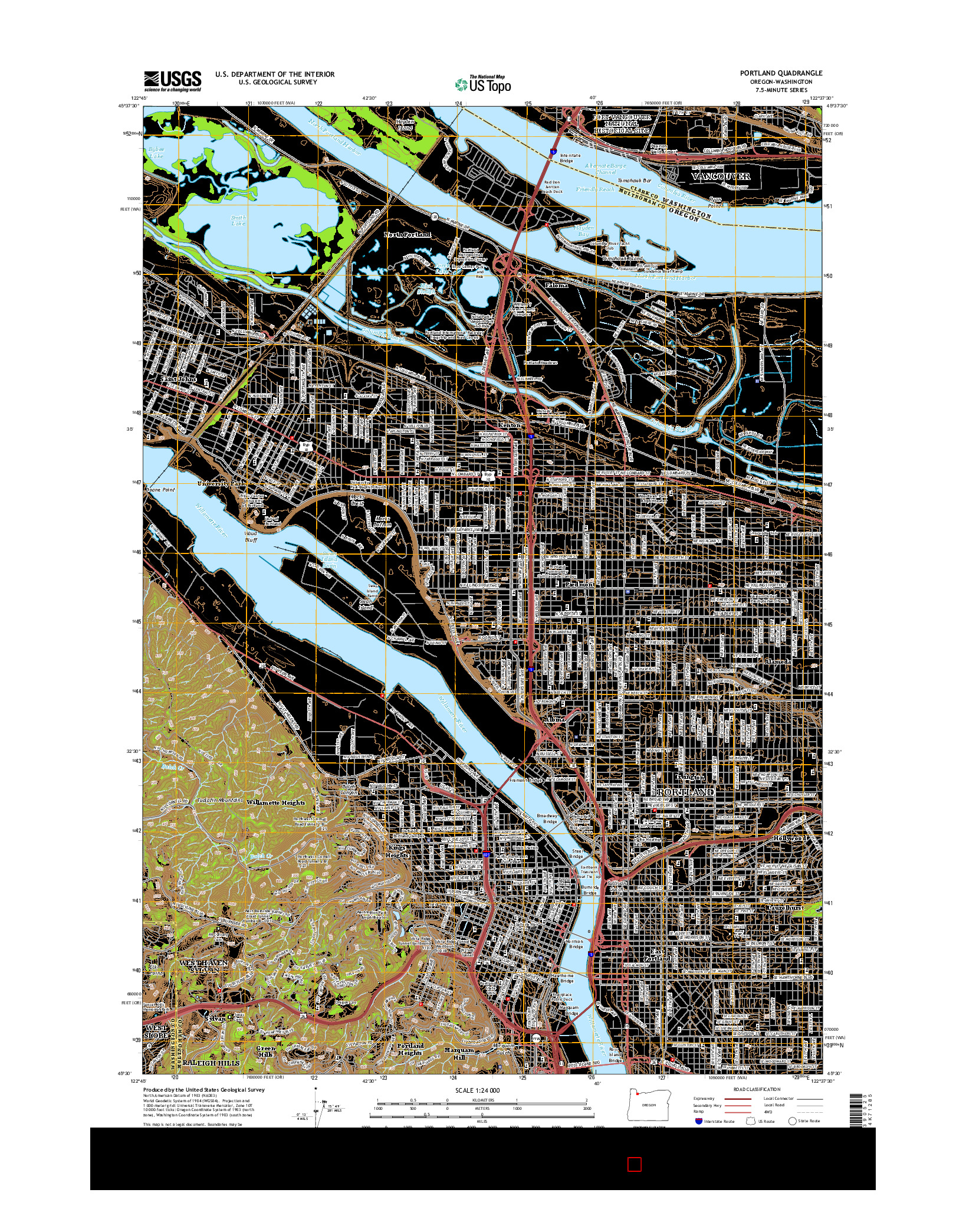USGS US TOPO 7.5-MINUTE MAP FOR PORTLAND, OR-WA 2014