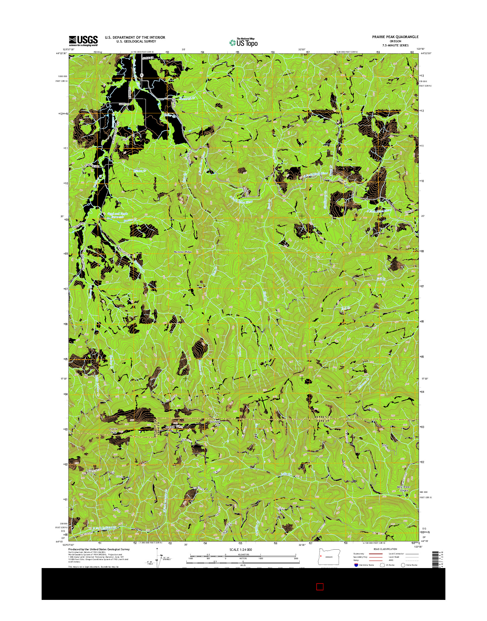 USGS US TOPO 7.5-MINUTE MAP FOR PRAIRIE PEAK, OR 2014