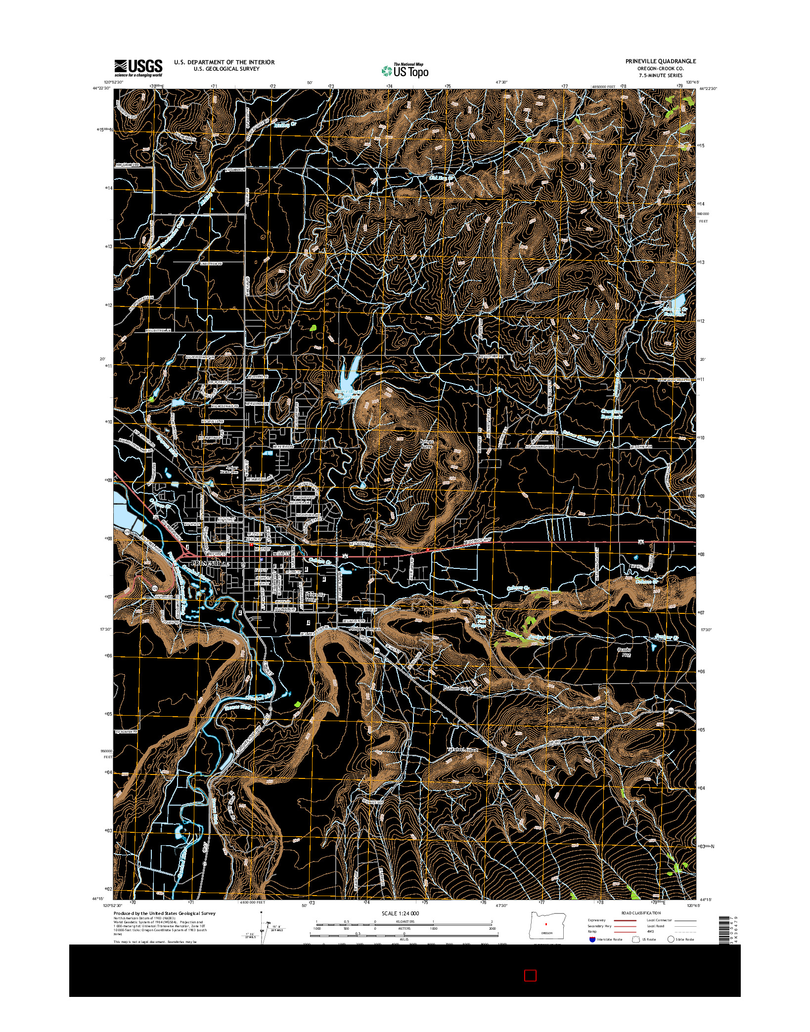 USGS US TOPO 7.5-MINUTE MAP FOR PRINEVILLE, OR 2014