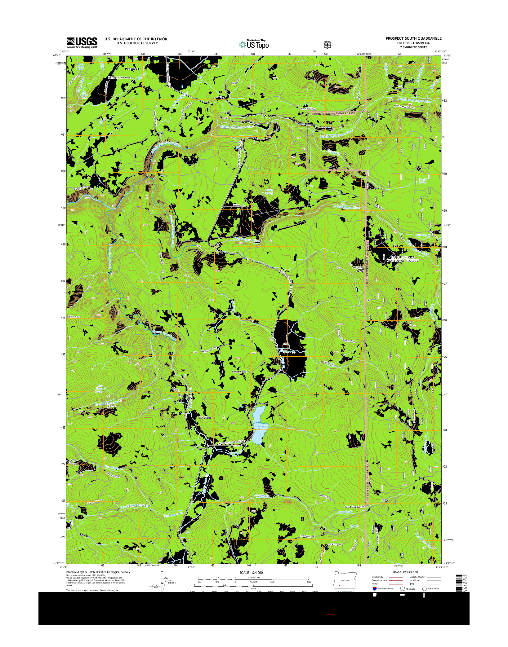 USGS US TOPO 7.5-MINUTE MAP FOR PROSPECT SOUTH, OR 2014