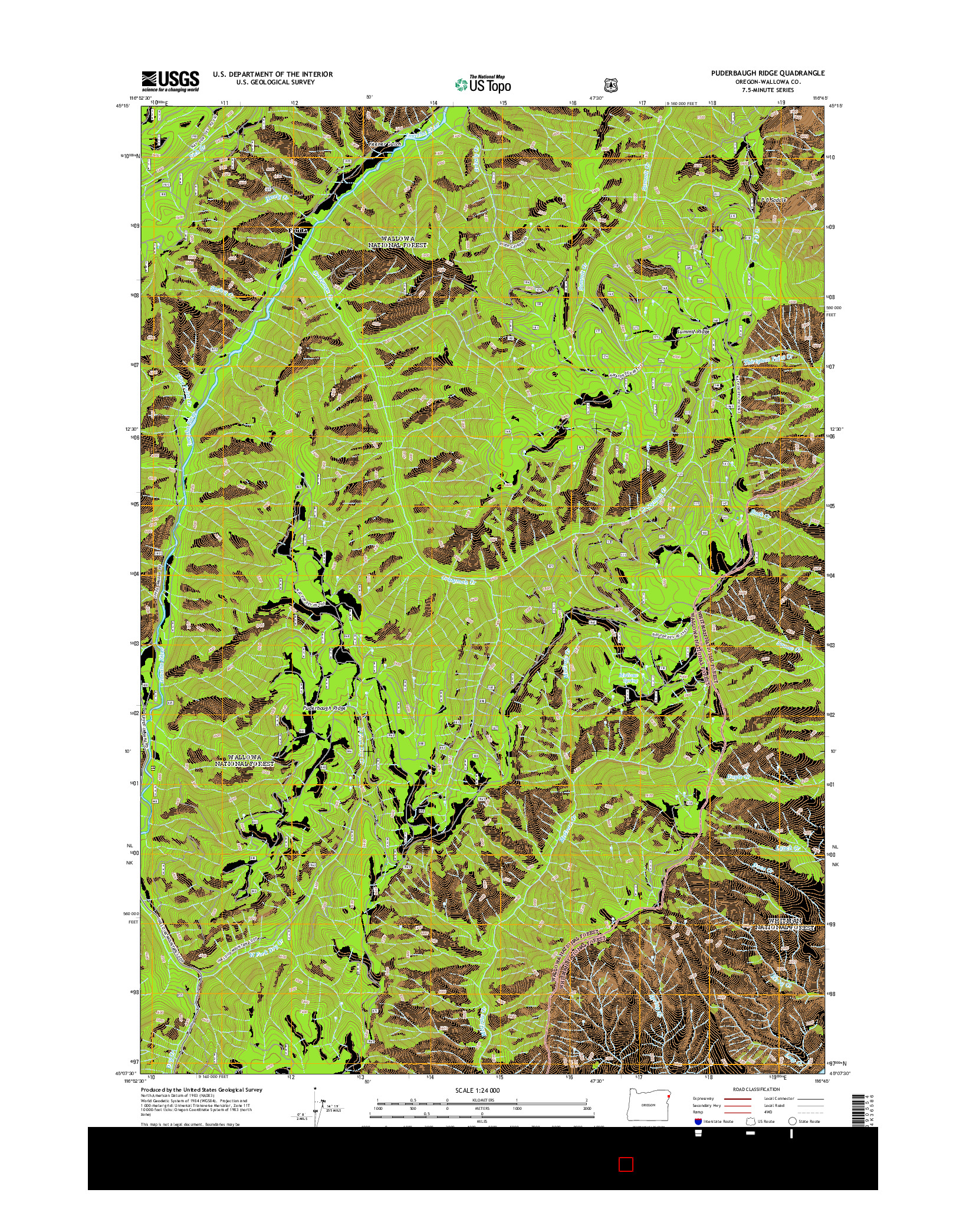USGS US TOPO 7.5-MINUTE MAP FOR PUDERBAUGH RIDGE, OR 2014