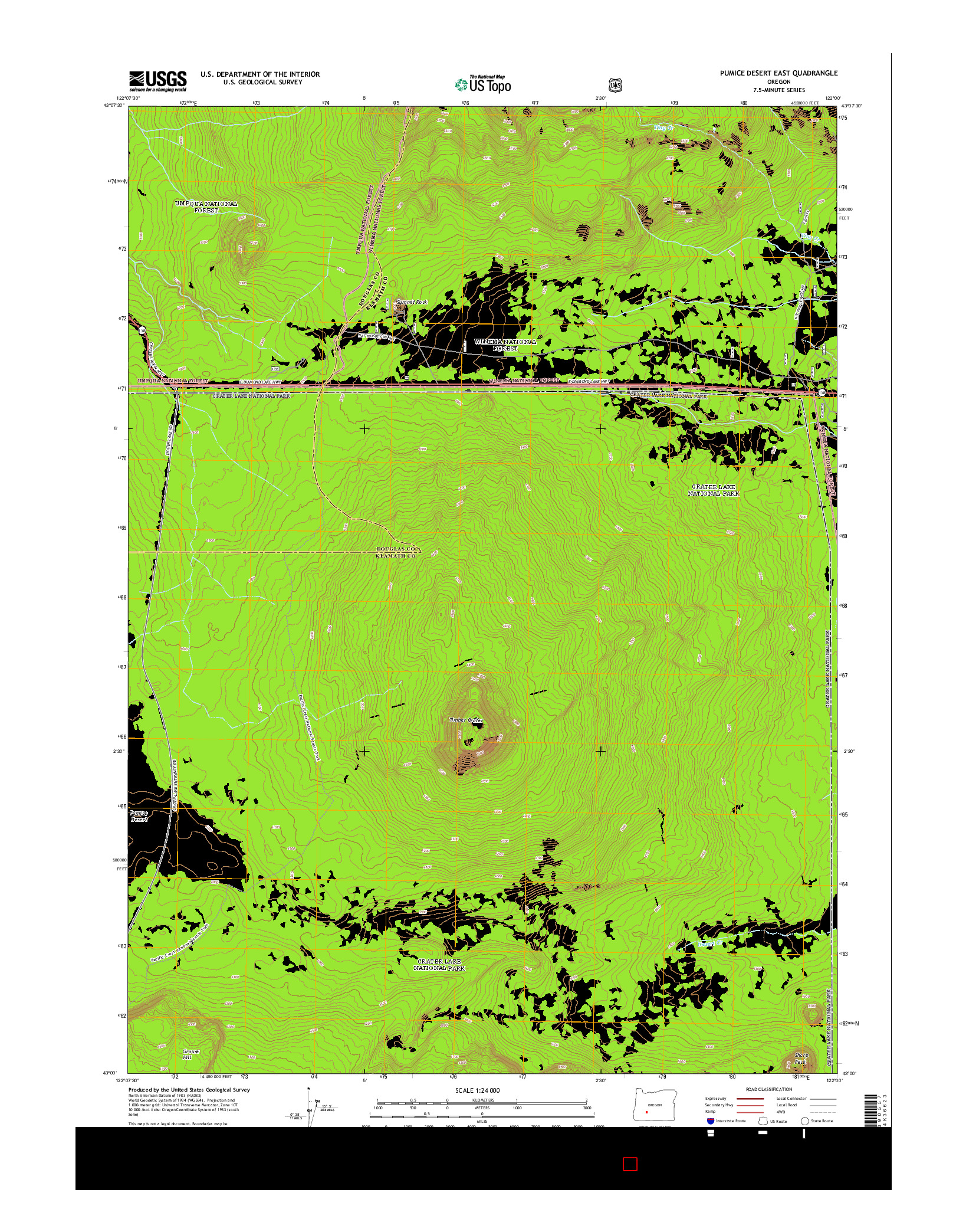 USGS US TOPO 7.5-MINUTE MAP FOR PUMICE DESERT EAST, OR 2014