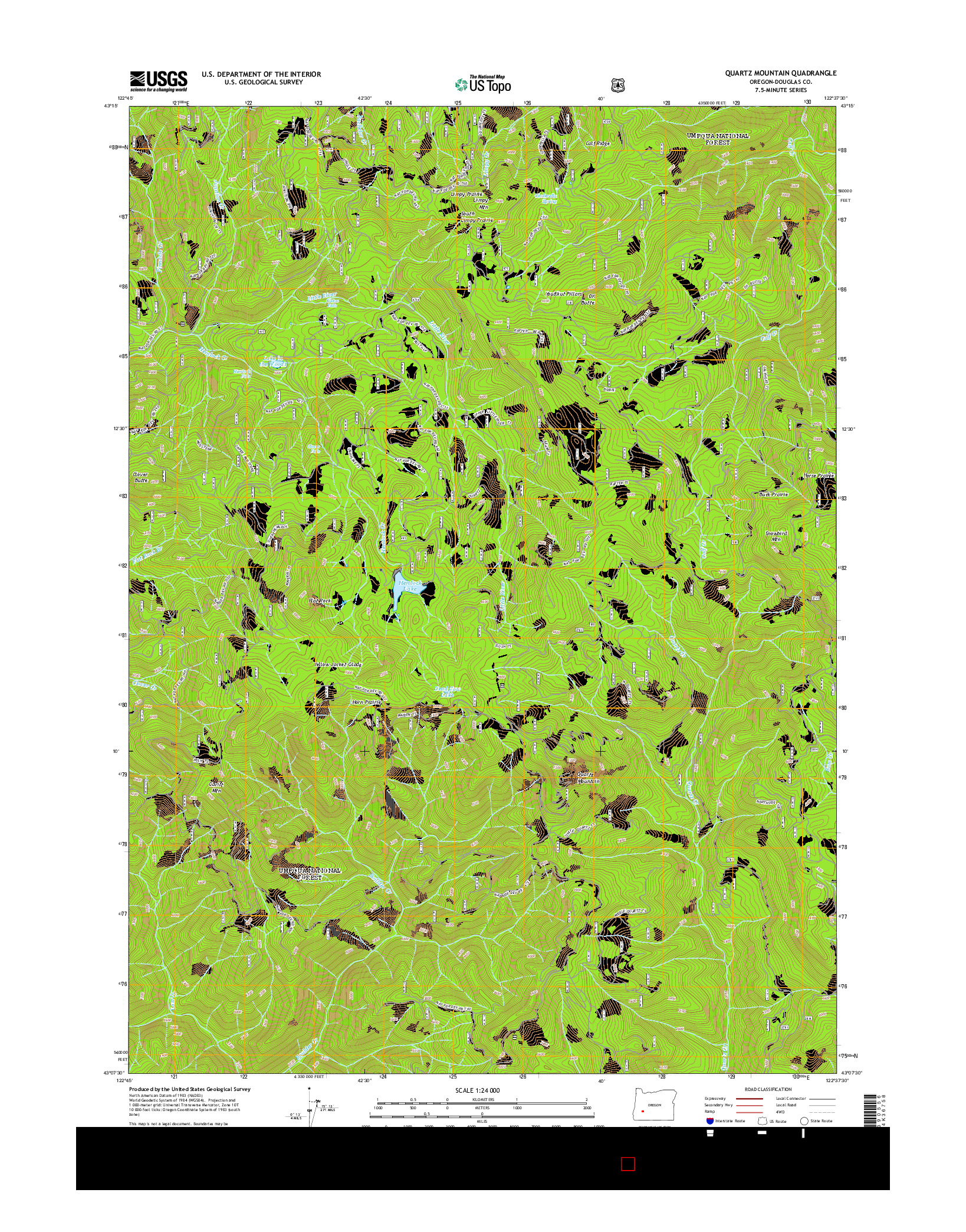 USGS US TOPO 7.5-MINUTE MAP FOR QUARTZ MOUNTAIN, OR 2014