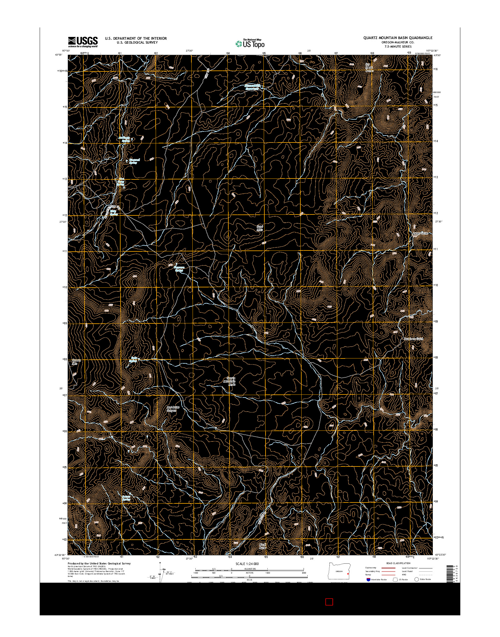 USGS US TOPO 7.5-MINUTE MAP FOR QUARTZ MOUNTAIN BASIN, OR 2014