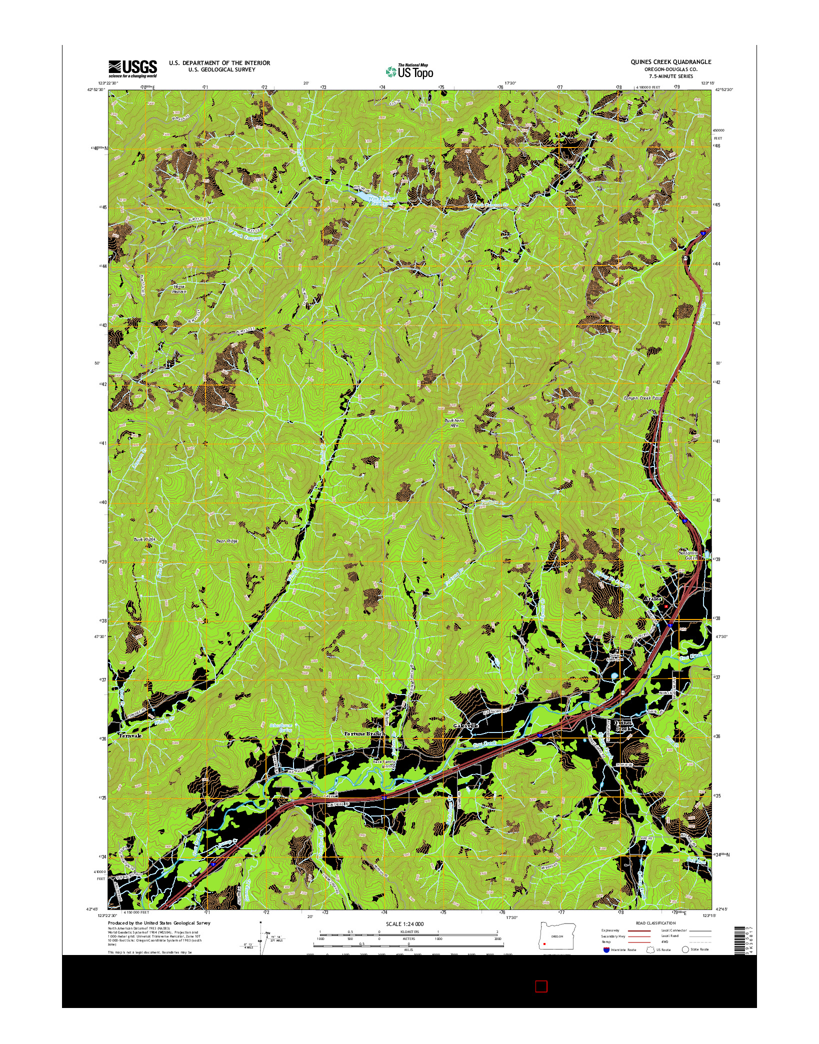 USGS US TOPO 7.5-MINUTE MAP FOR QUINES CREEK, OR 2014