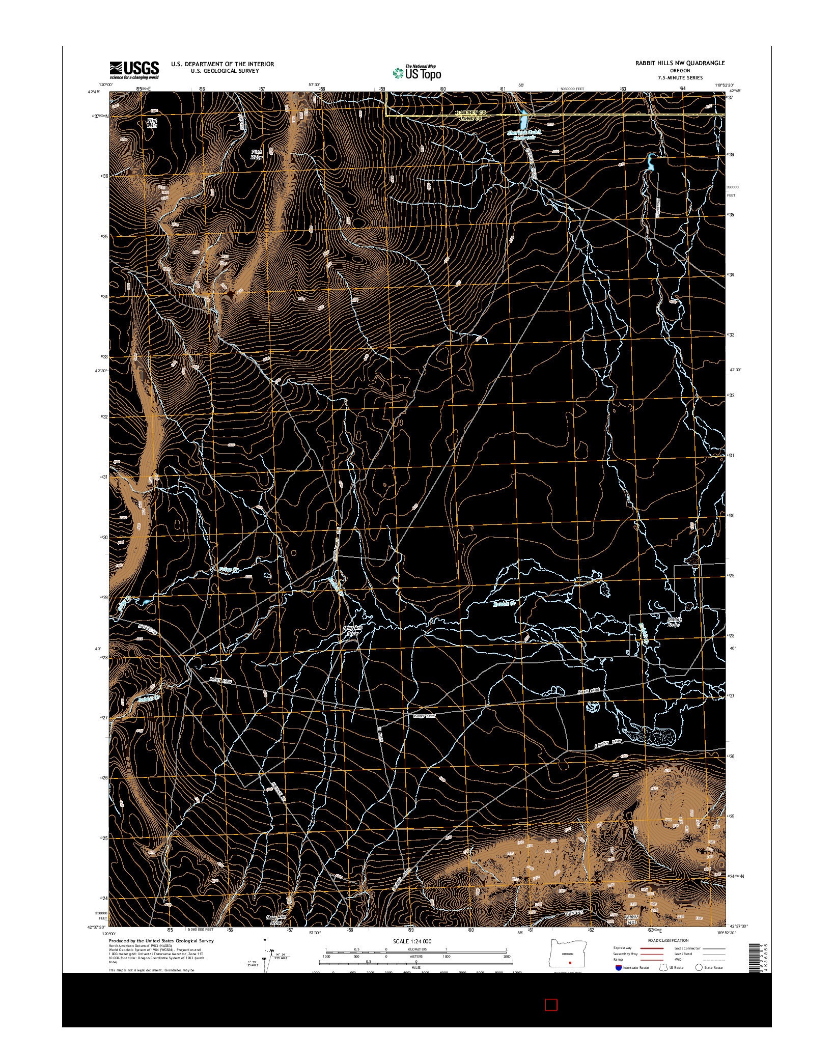 USGS US TOPO 7.5-MINUTE MAP FOR RABBIT HILLS NW, OR 2014