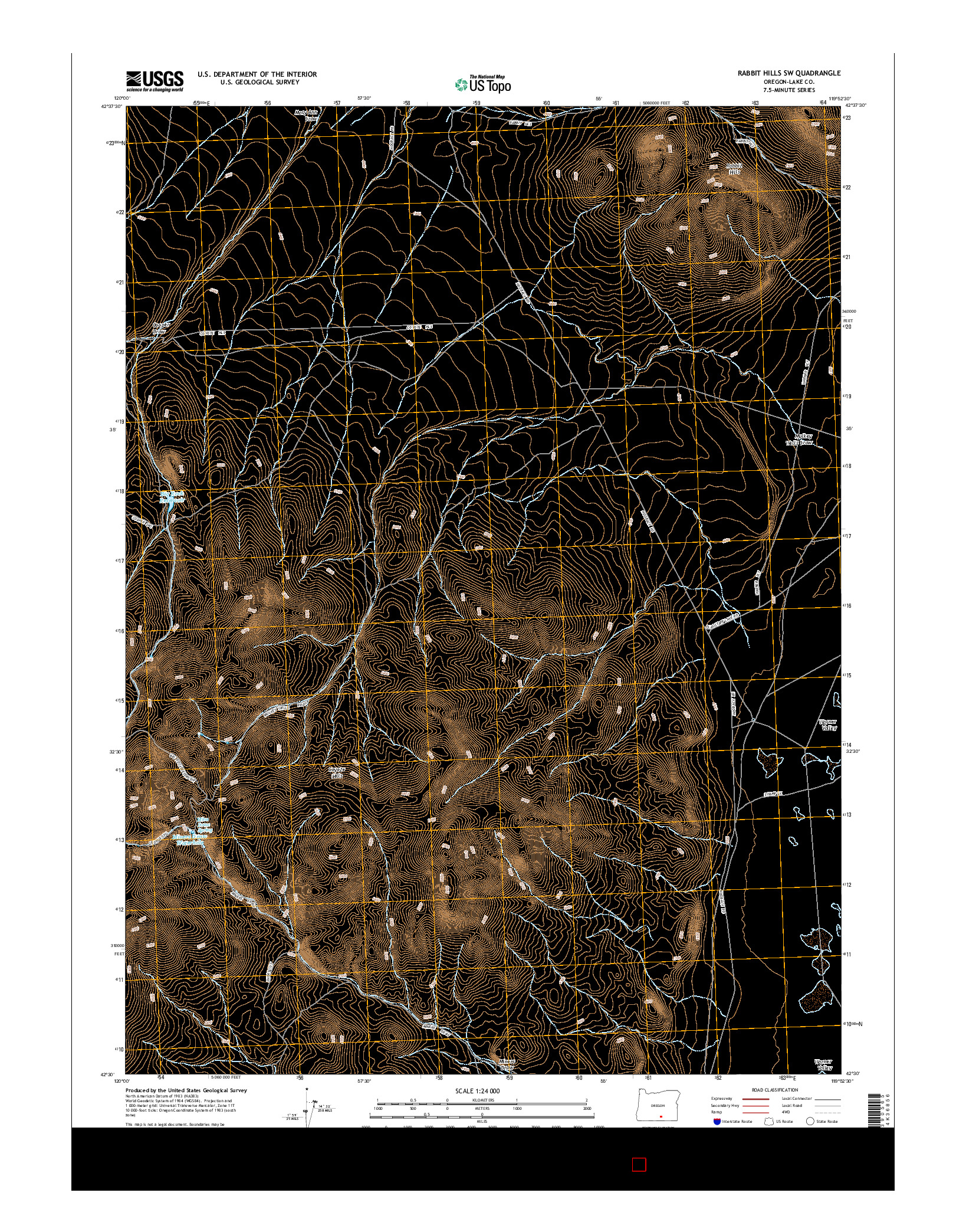 USGS US TOPO 7.5-MINUTE MAP FOR RABBIT HILLS SW, OR 2014