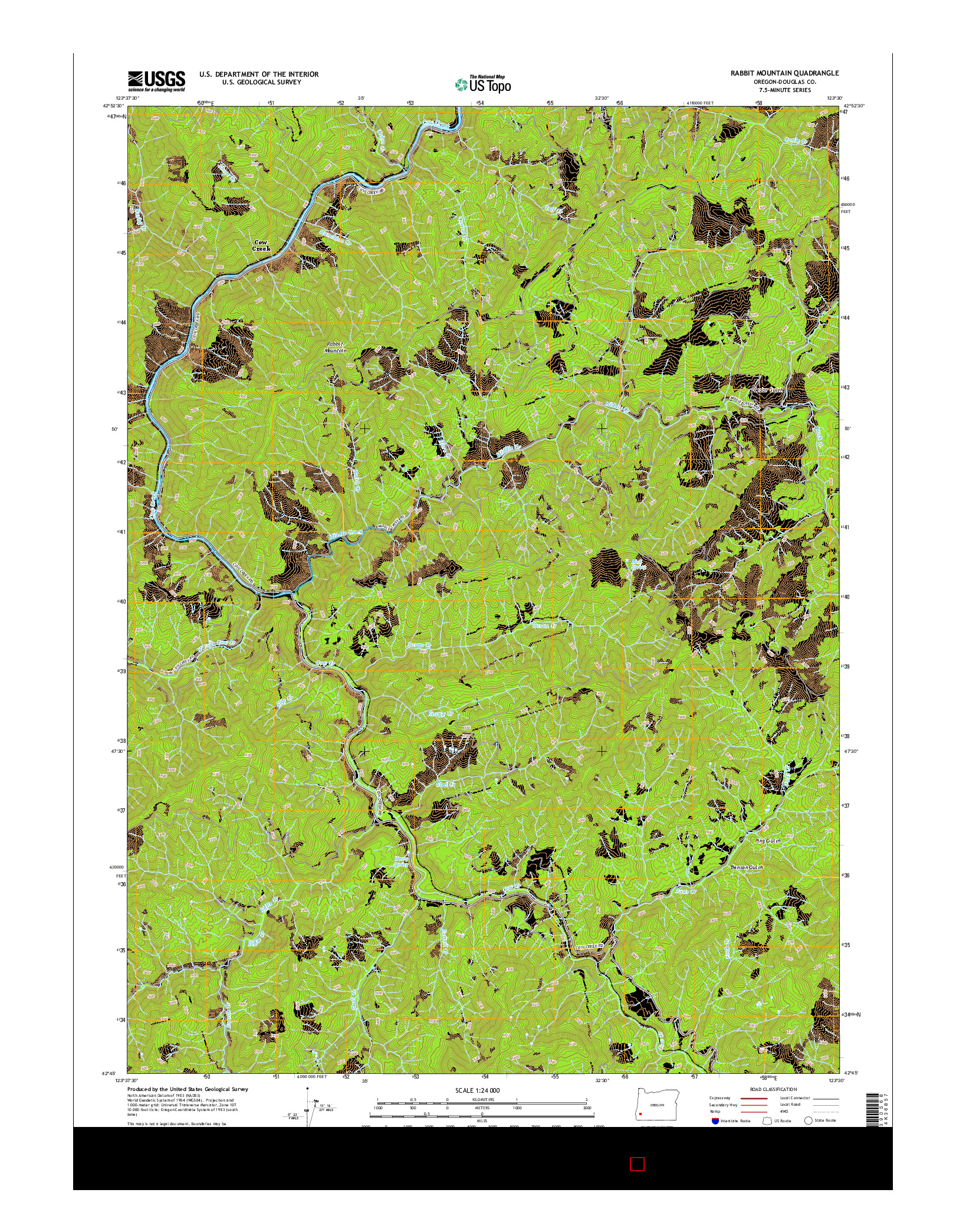 USGS US TOPO 7.5-MINUTE MAP FOR RABBIT MOUNTAIN, OR 2014