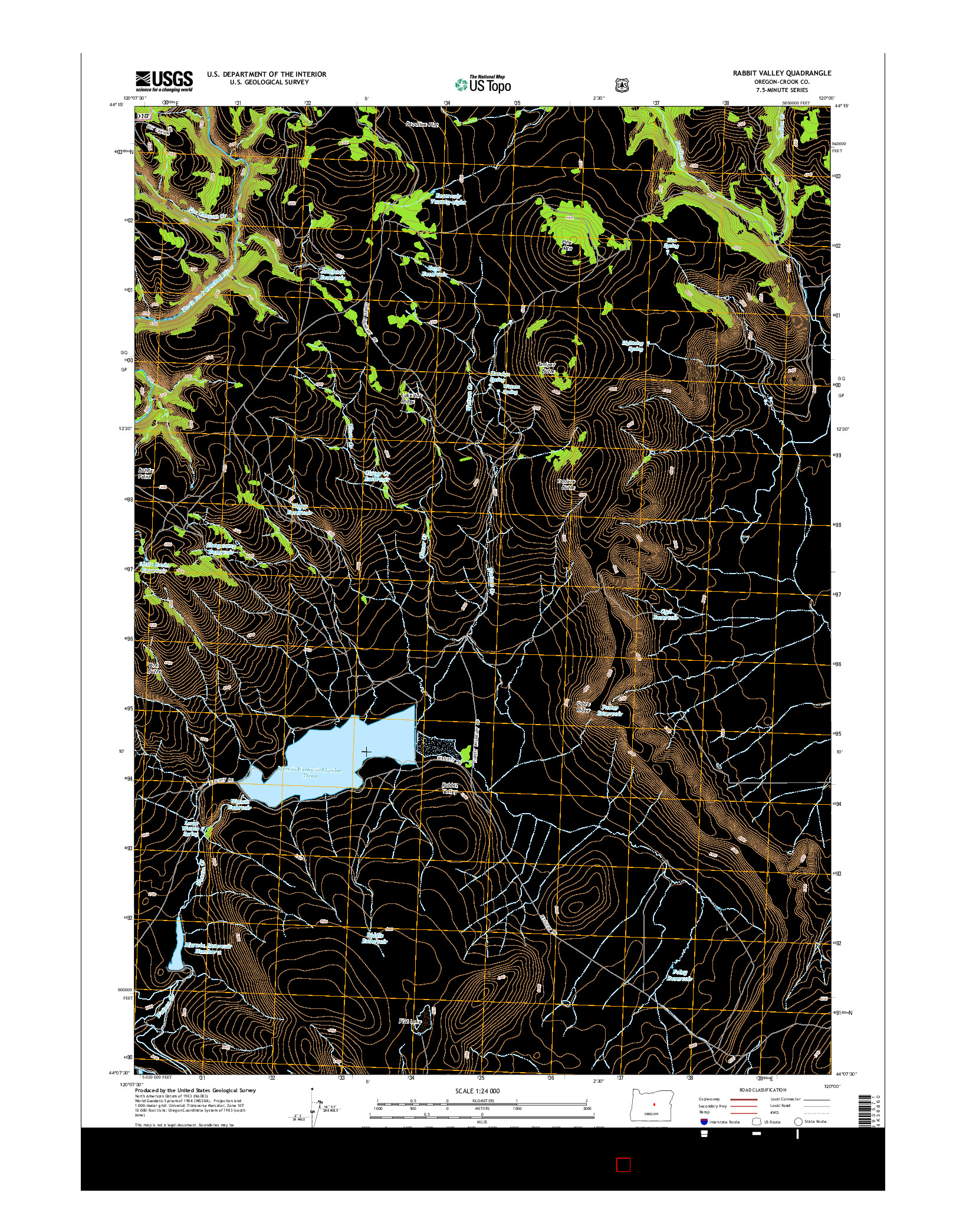 USGS US TOPO 7.5-MINUTE MAP FOR RABBIT VALLEY, OR 2014