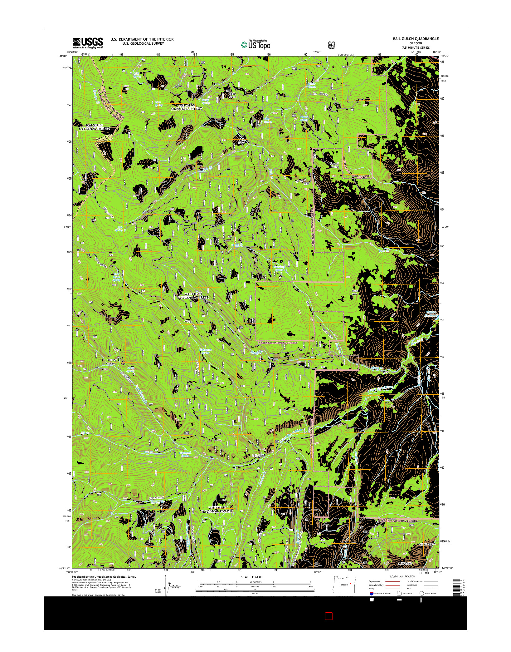 USGS US TOPO 7.5-MINUTE MAP FOR RAIL GULCH, OR 2014