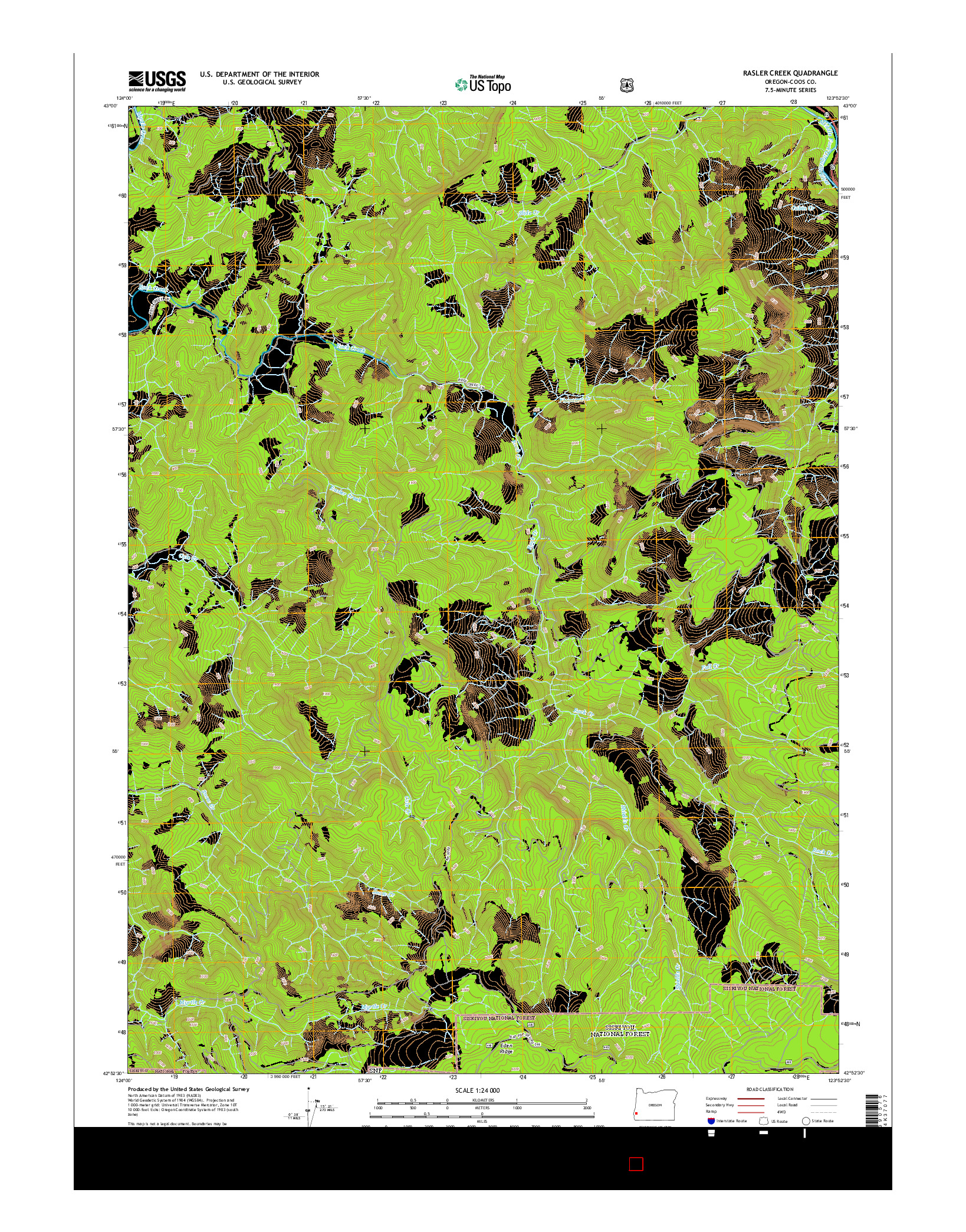 USGS US TOPO 7.5-MINUTE MAP FOR RASLER CREEK, OR 2014