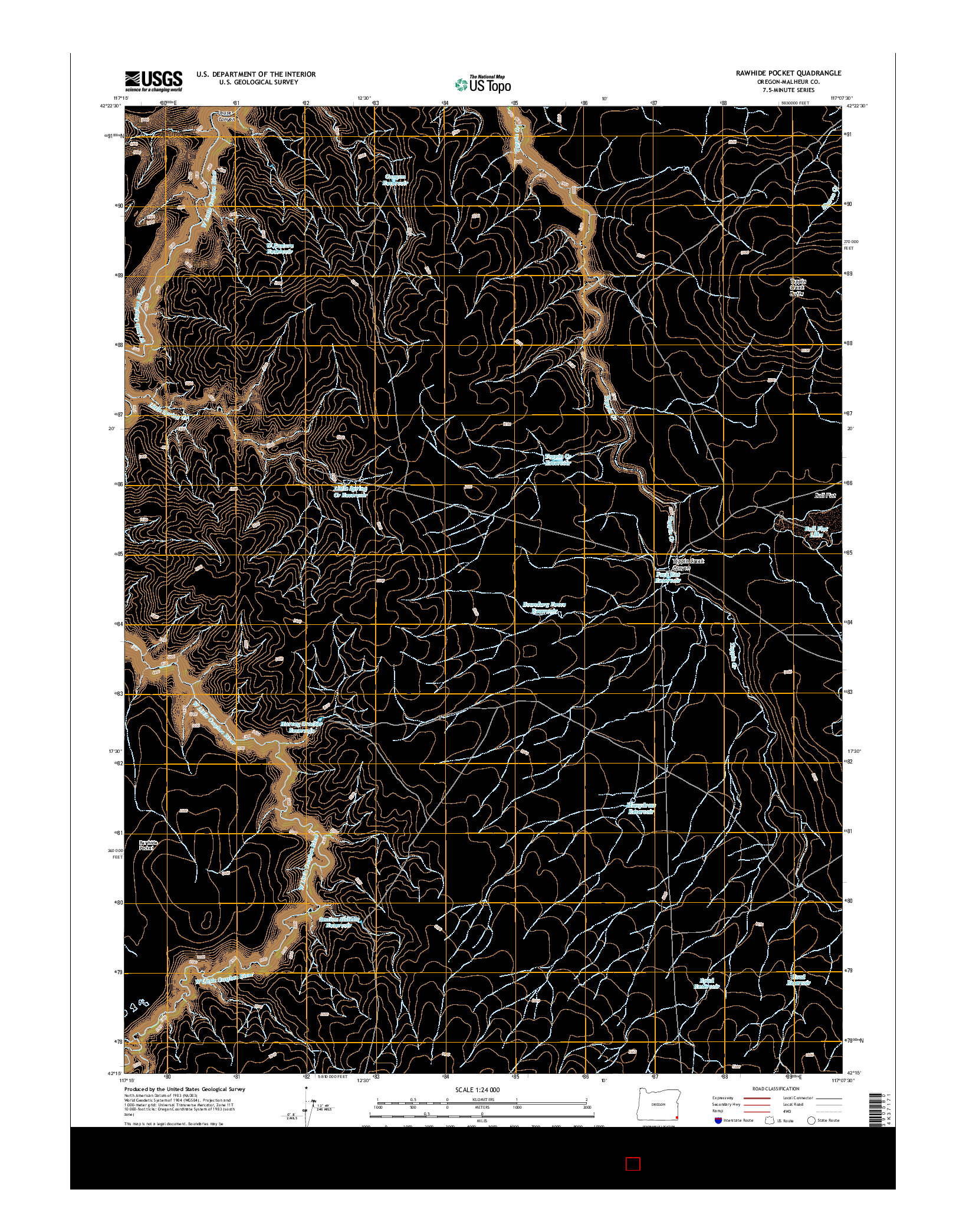 USGS US TOPO 7.5-MINUTE MAP FOR RAWHIDE POCKET, OR 2014