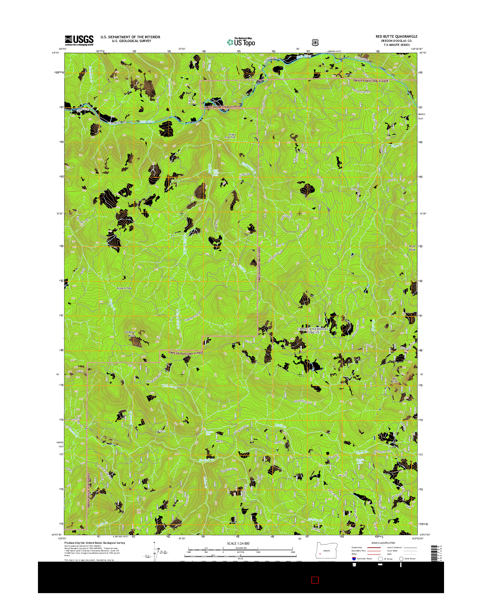 USGS US TOPO 7.5-MINUTE MAP FOR RED BUTTE, OR 2014