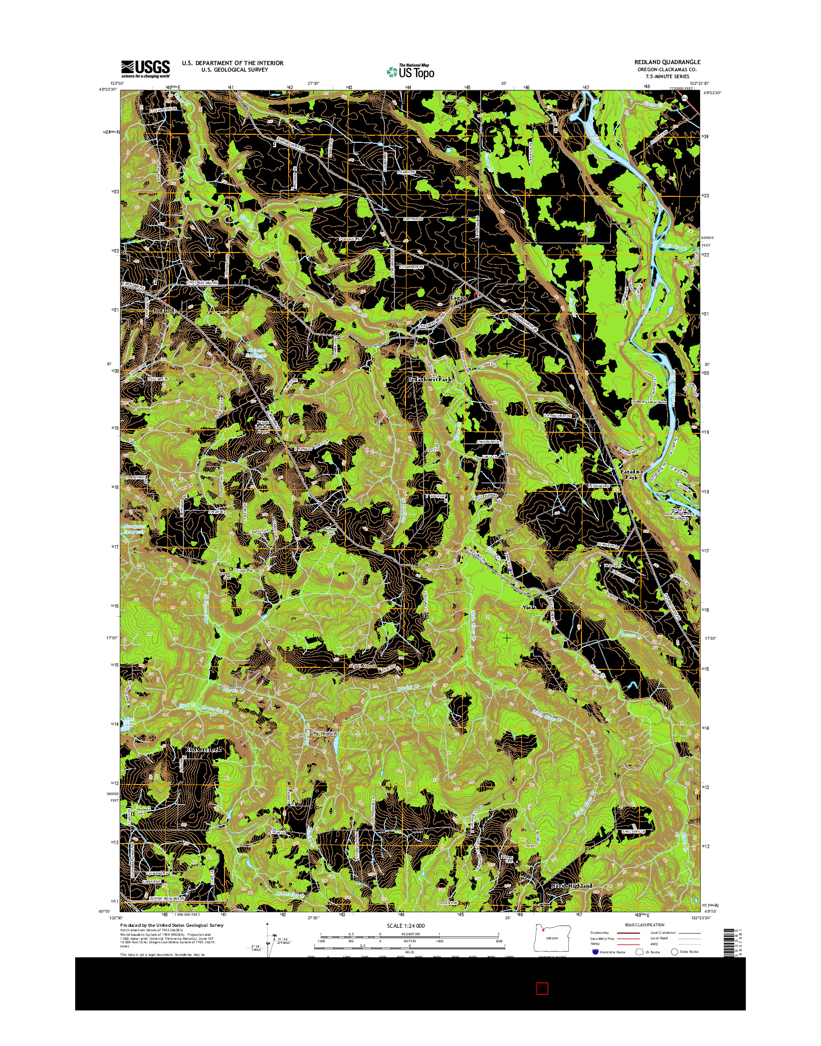 USGS US TOPO 7.5-MINUTE MAP FOR REDLAND, OR 2014