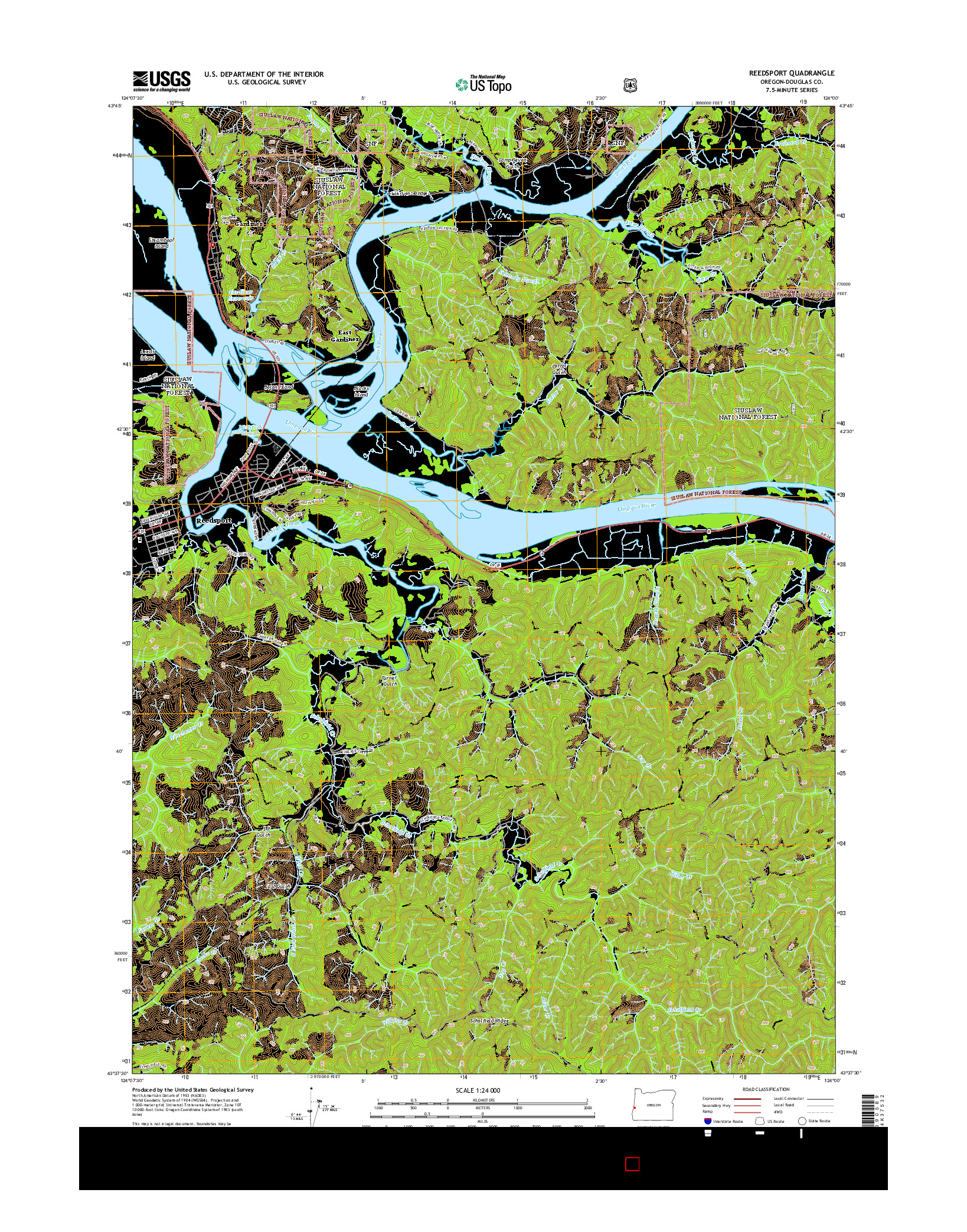 USGS US TOPO 7.5-MINUTE MAP FOR REEDSPORT, OR 2014