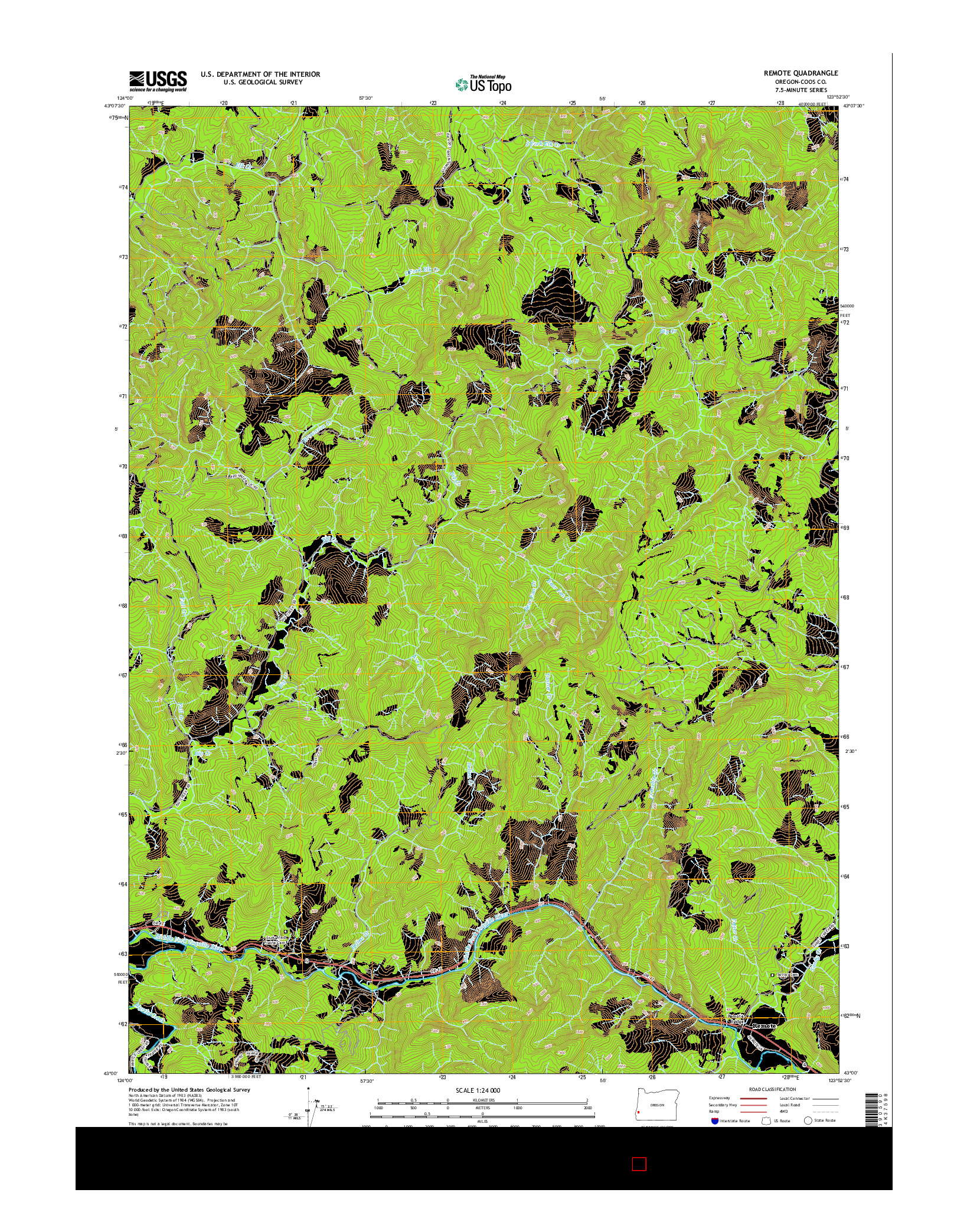 USGS US TOPO 7.5-MINUTE MAP FOR REMOTE, OR 2014