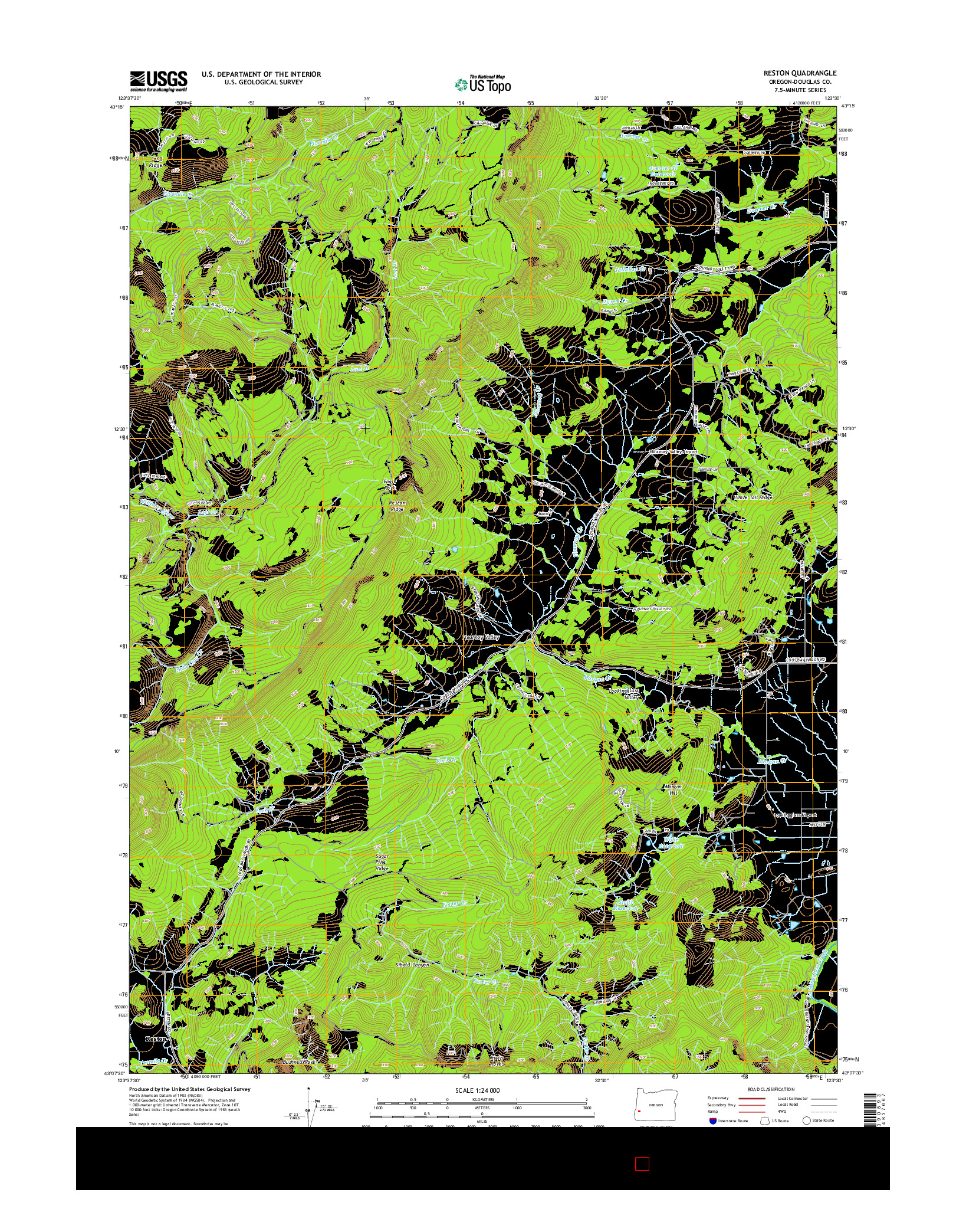 USGS US TOPO 7.5-MINUTE MAP FOR RESTON, OR 2014