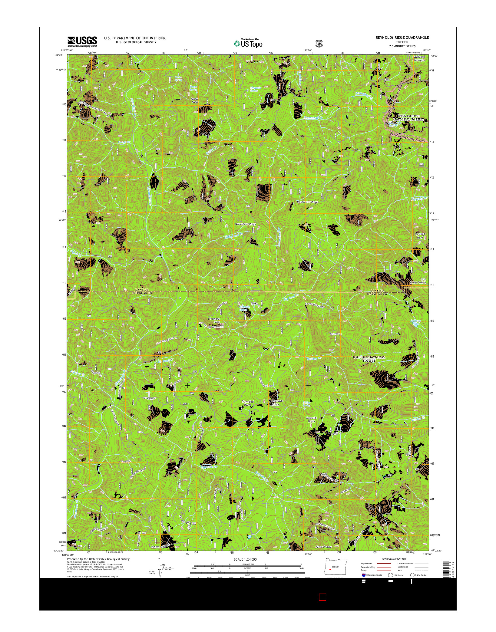 USGS US TOPO 7.5-MINUTE MAP FOR REYNOLDS RIDGE, OR 2014